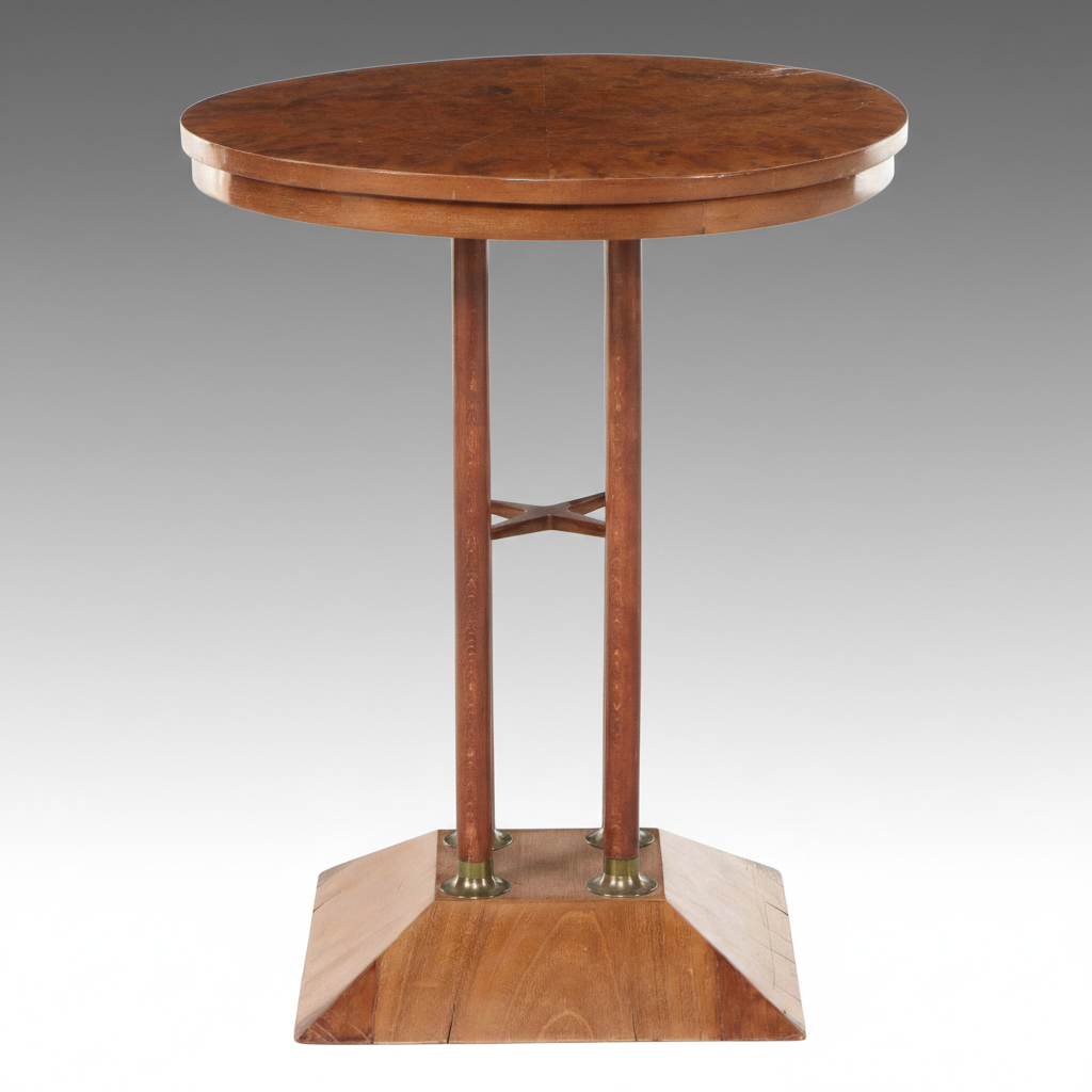 Art Deco Style Burl Wood Pedestal Side Table
