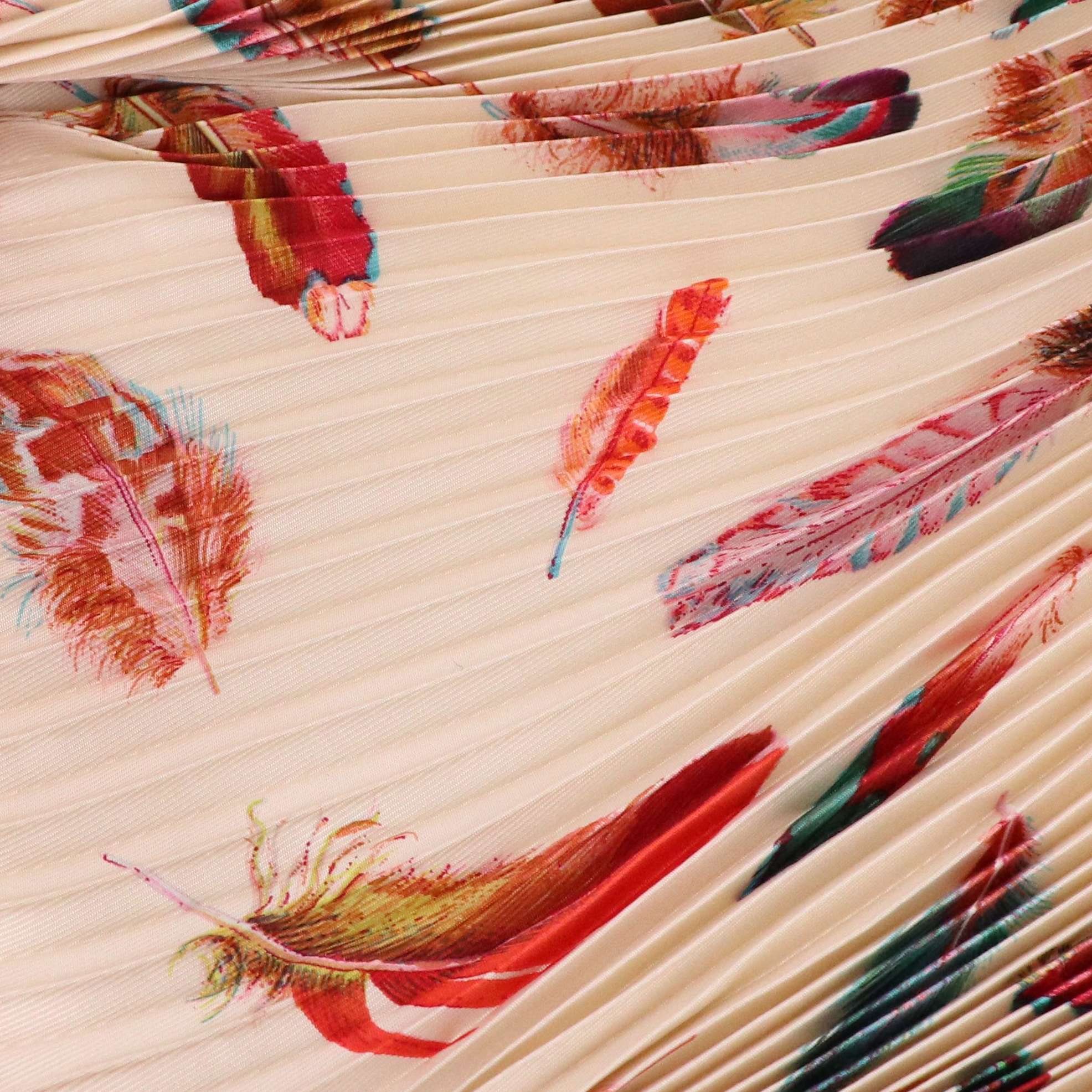 Hermès "Plumes" Plissé Scarf 90 in Silk Twill with Box