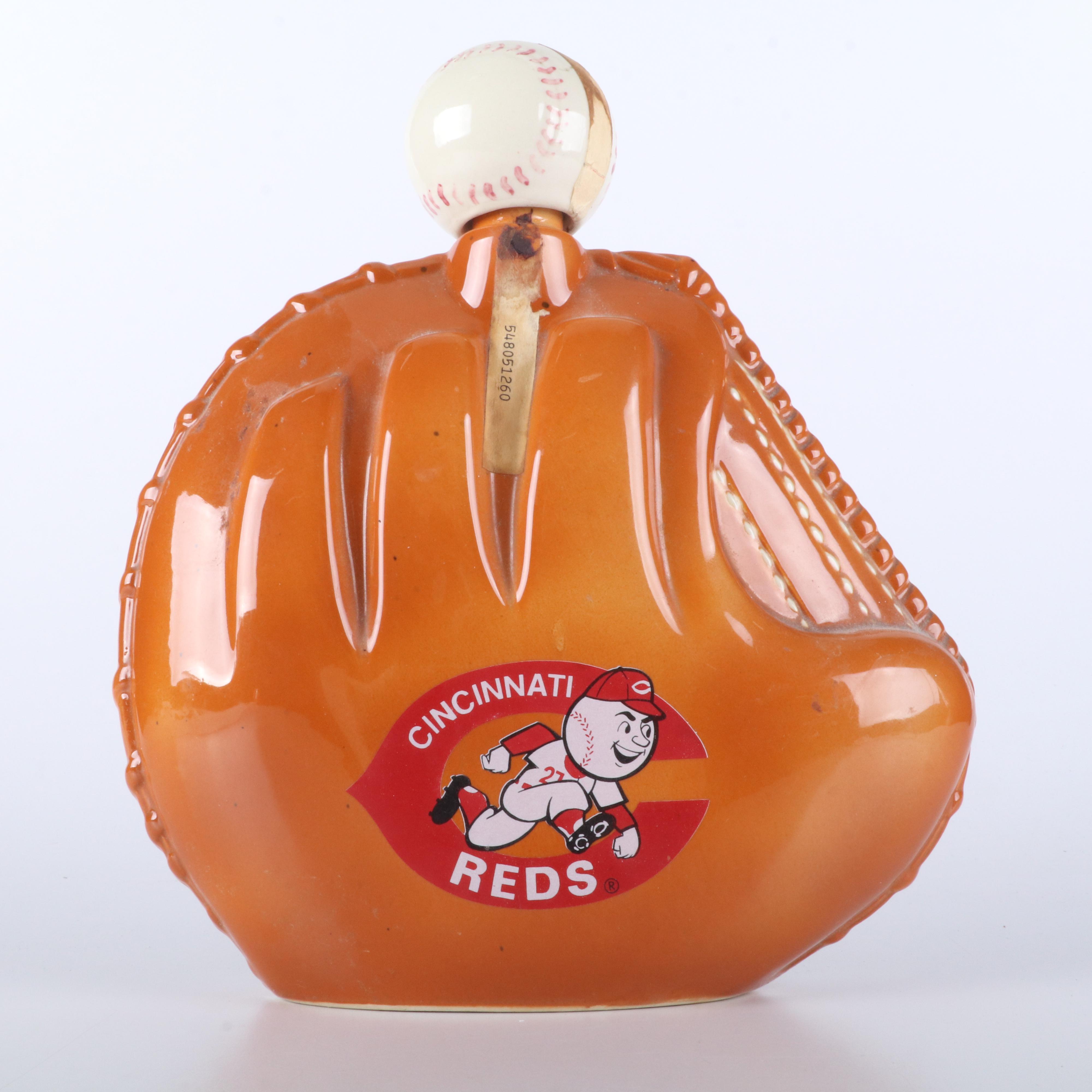 Hoffman Distilling Ceramic Cincinnati Reds Decanter, 1973