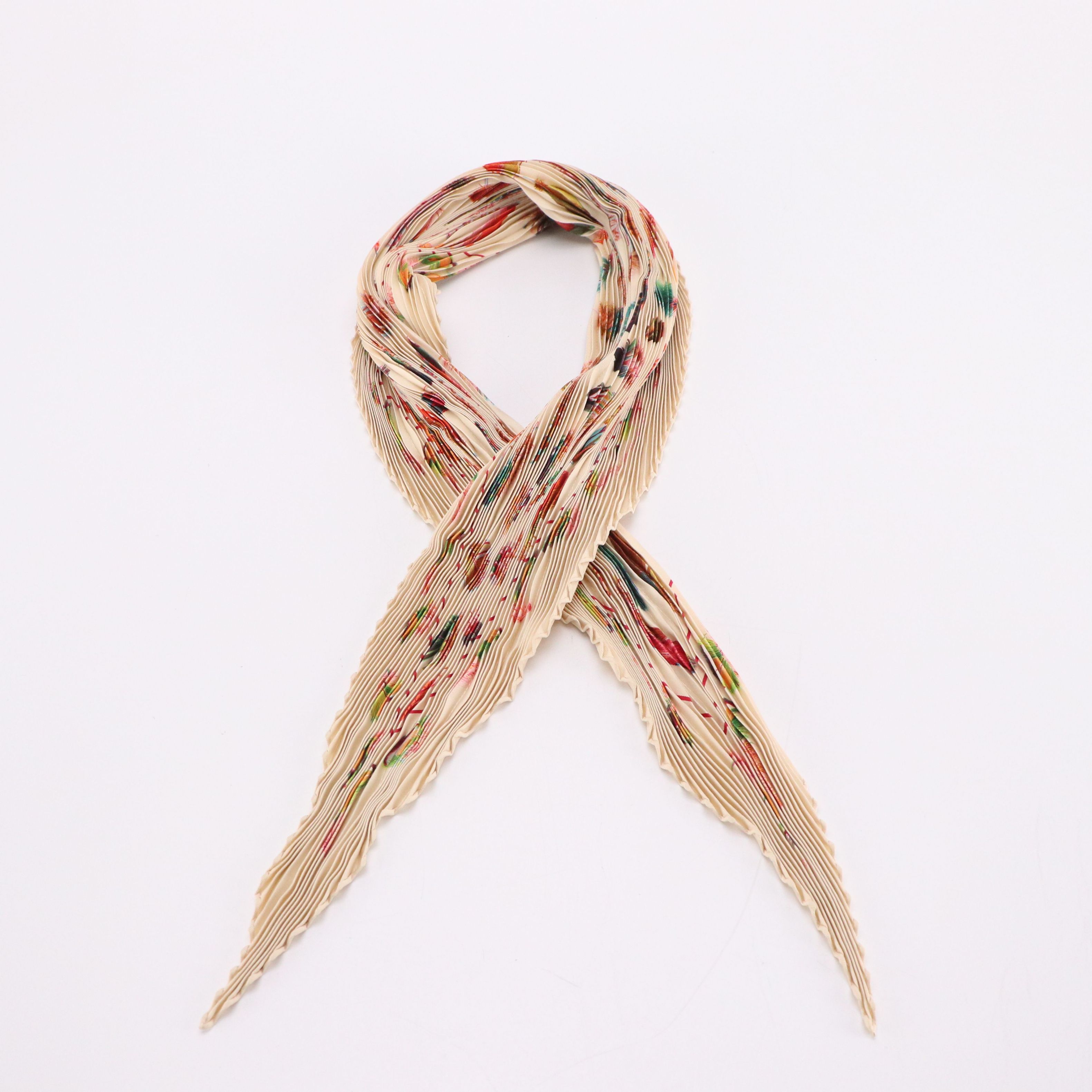 Hermès "Plumes" Plissé Scarf 90 in Silk Twill with Box