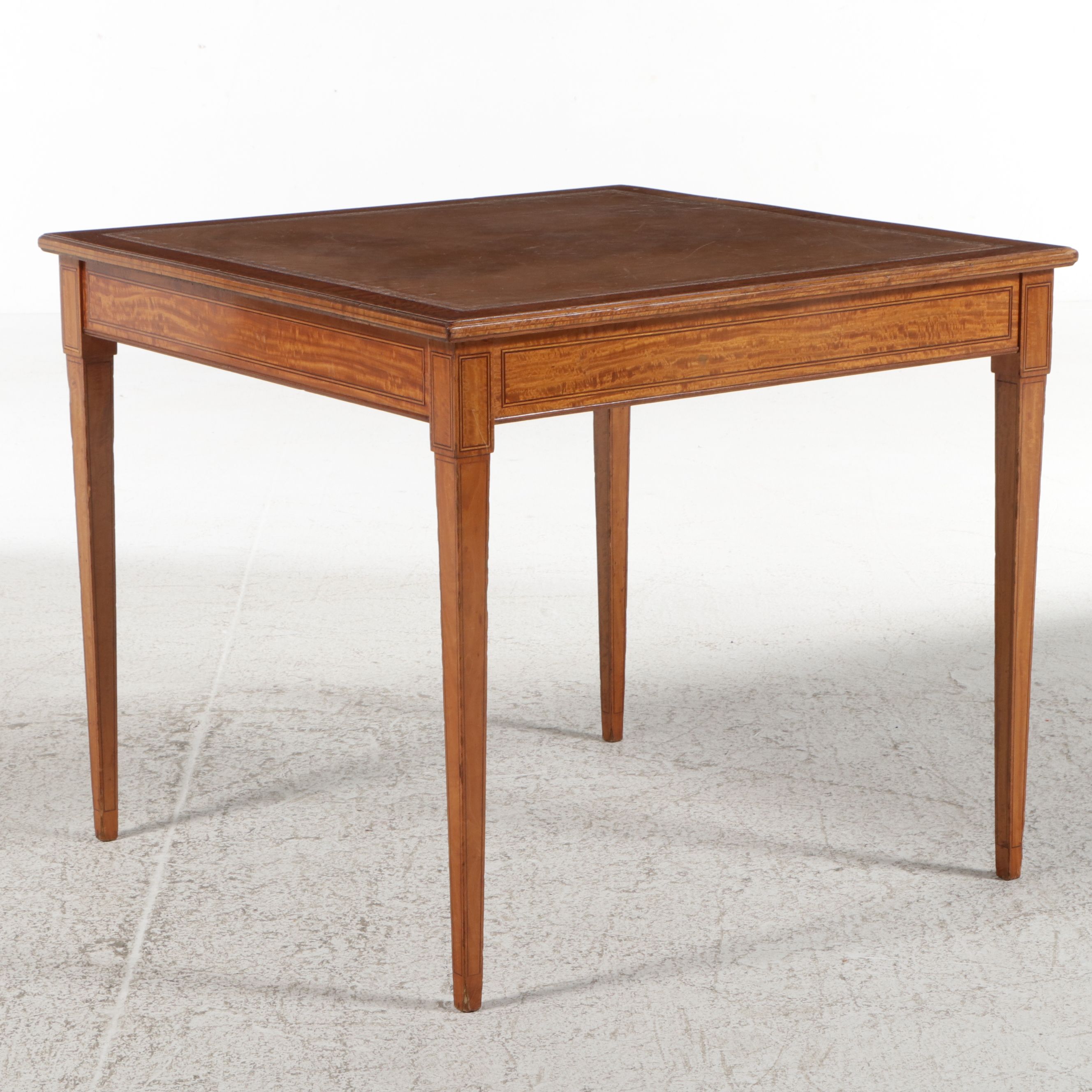 Marle & Co. Federal Style Games Table with Inset Leather Top