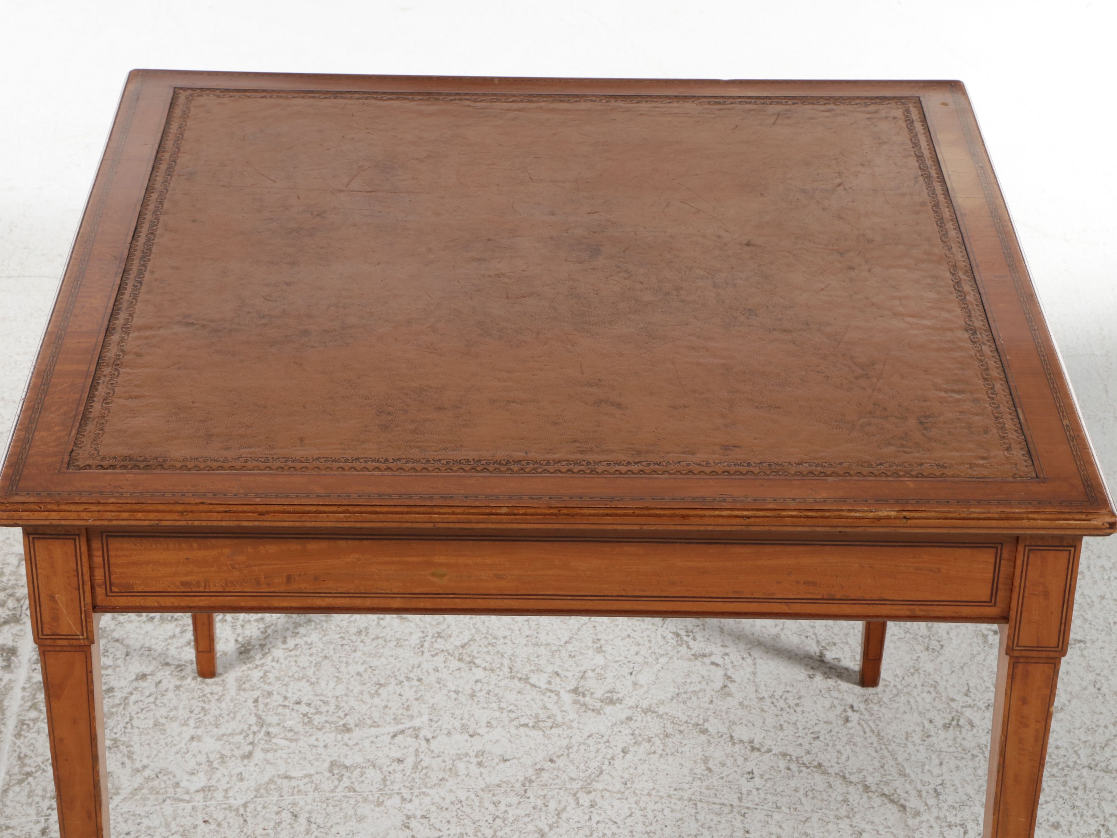 Marle & Co. Federal Style Games Table with Inset Leather Top