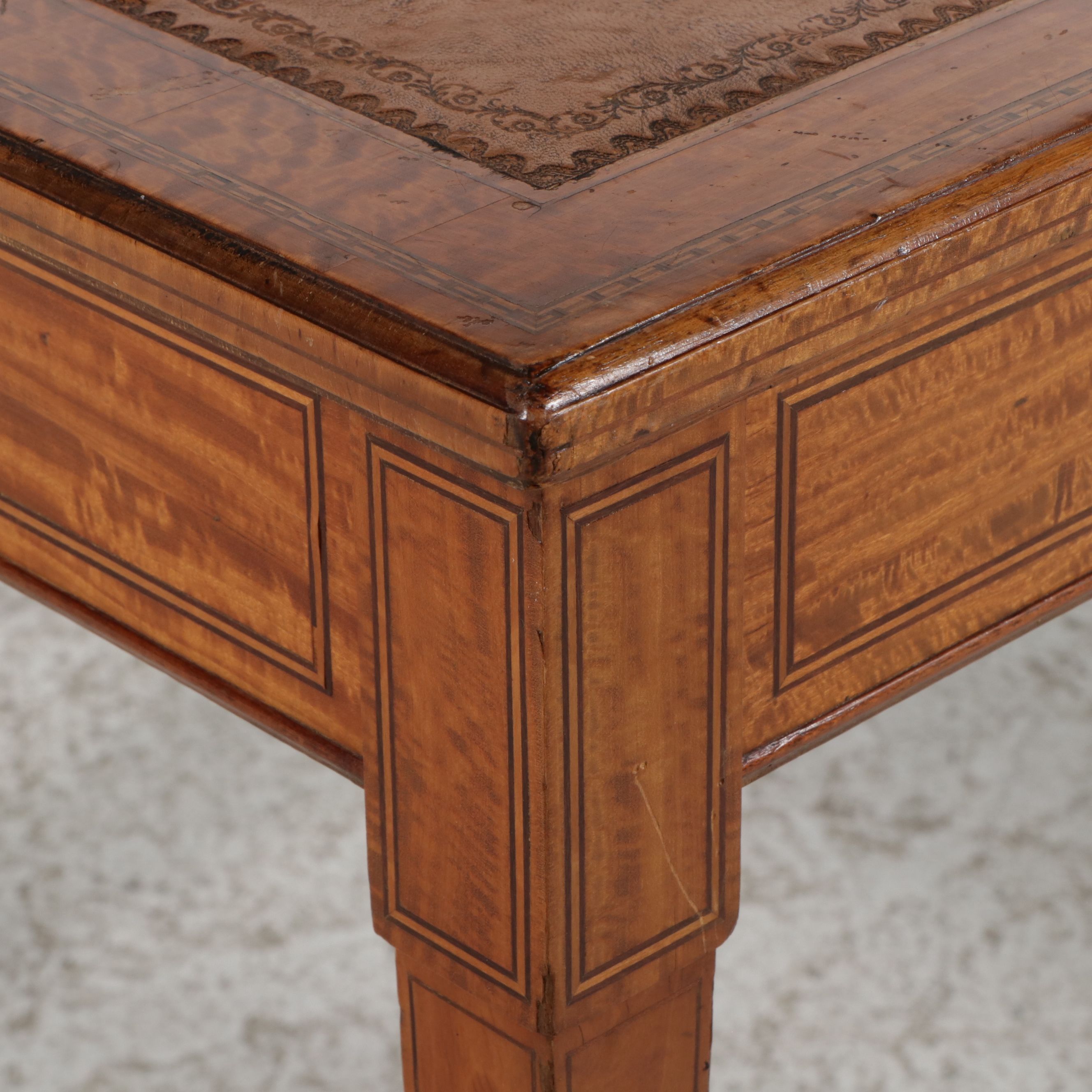 Marle & Co. Federal Style Games Table with Inset Leather Top