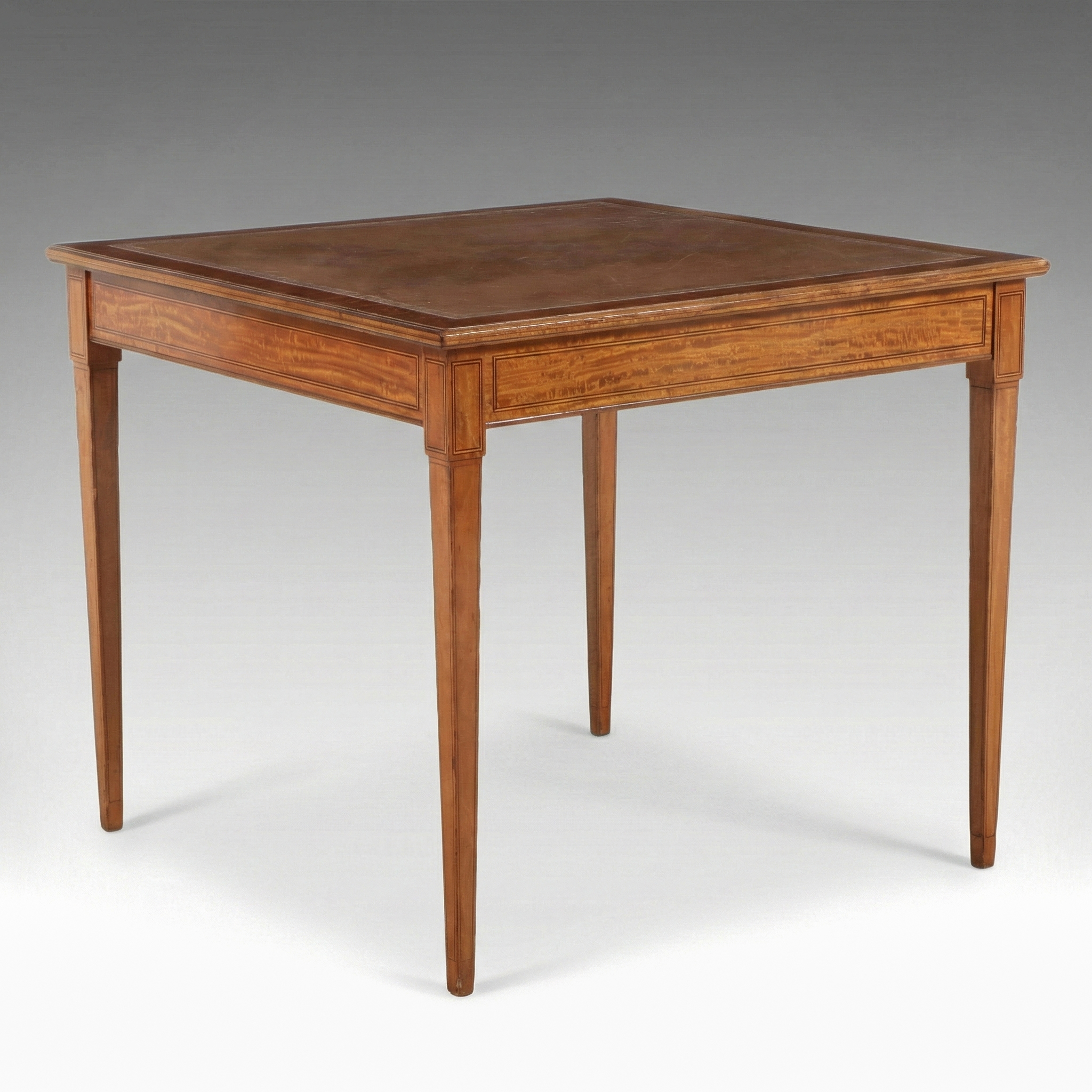 Marle & Co. Federal Style Games Table with Inset Leather Top