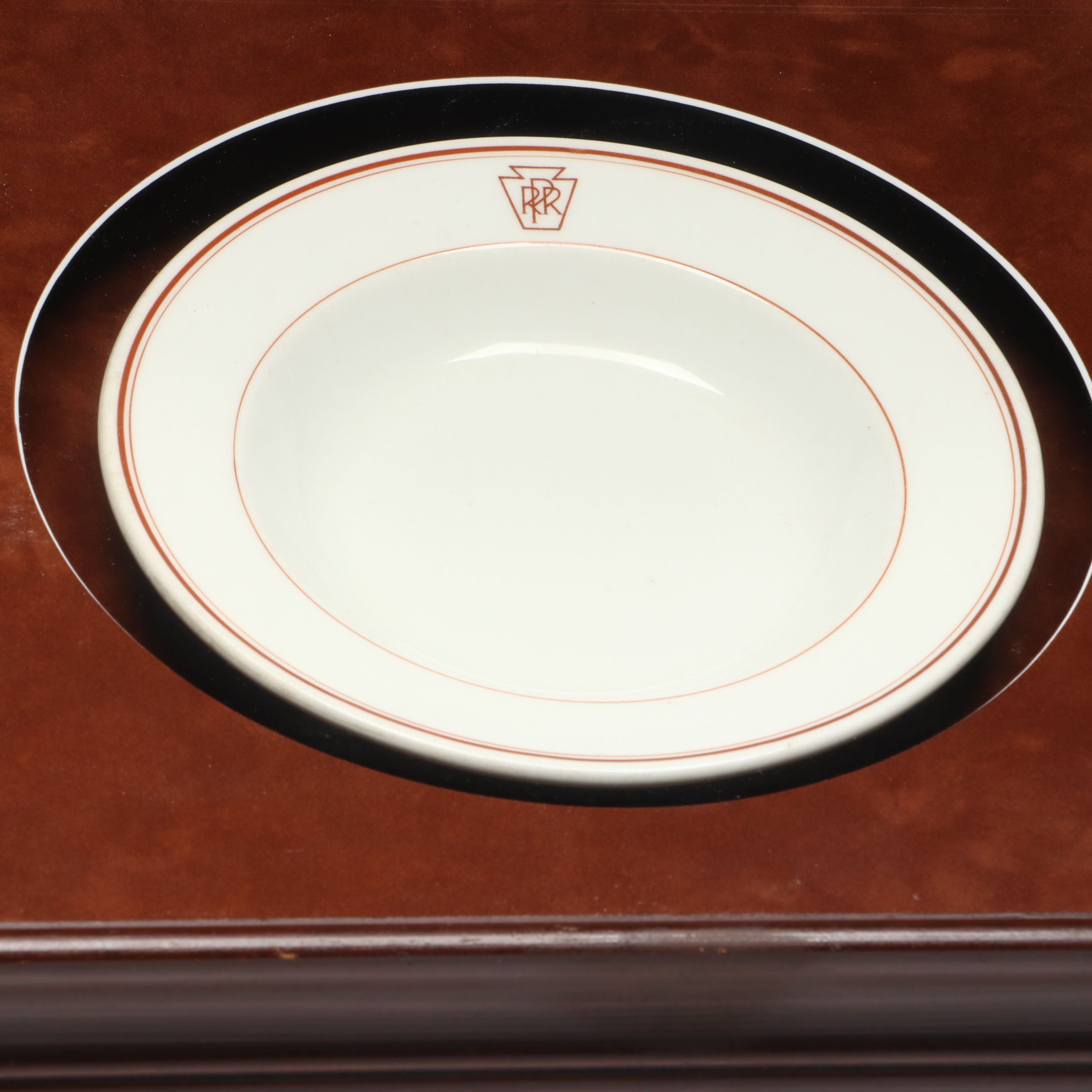 Framed Onondaga Pottery for Pennsylvania Railroad Co. Ceramic Bowl