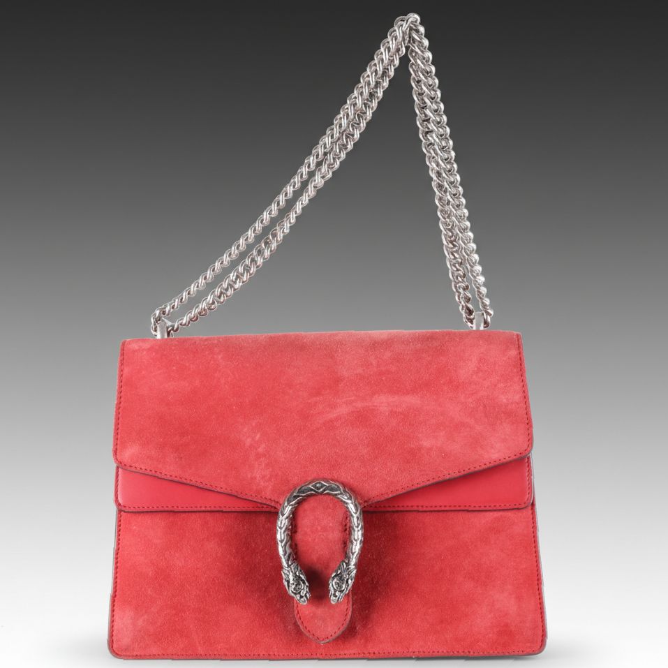 Gucci Dionysus Medium Shoulder Bag in Red Suede