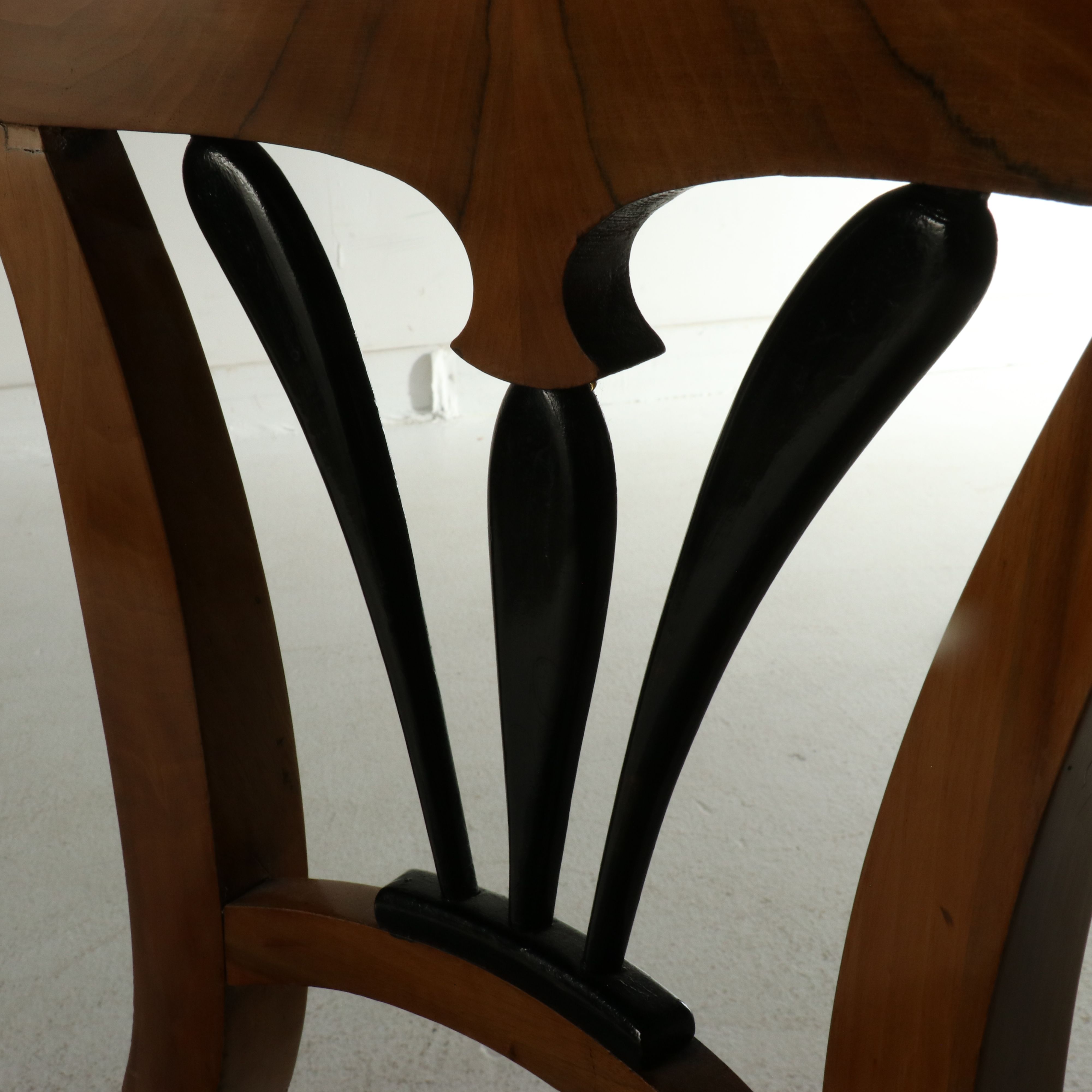 Biedermeier Ebonized Walnut Side Chairs Upholstered in Fortuny,  19th Century