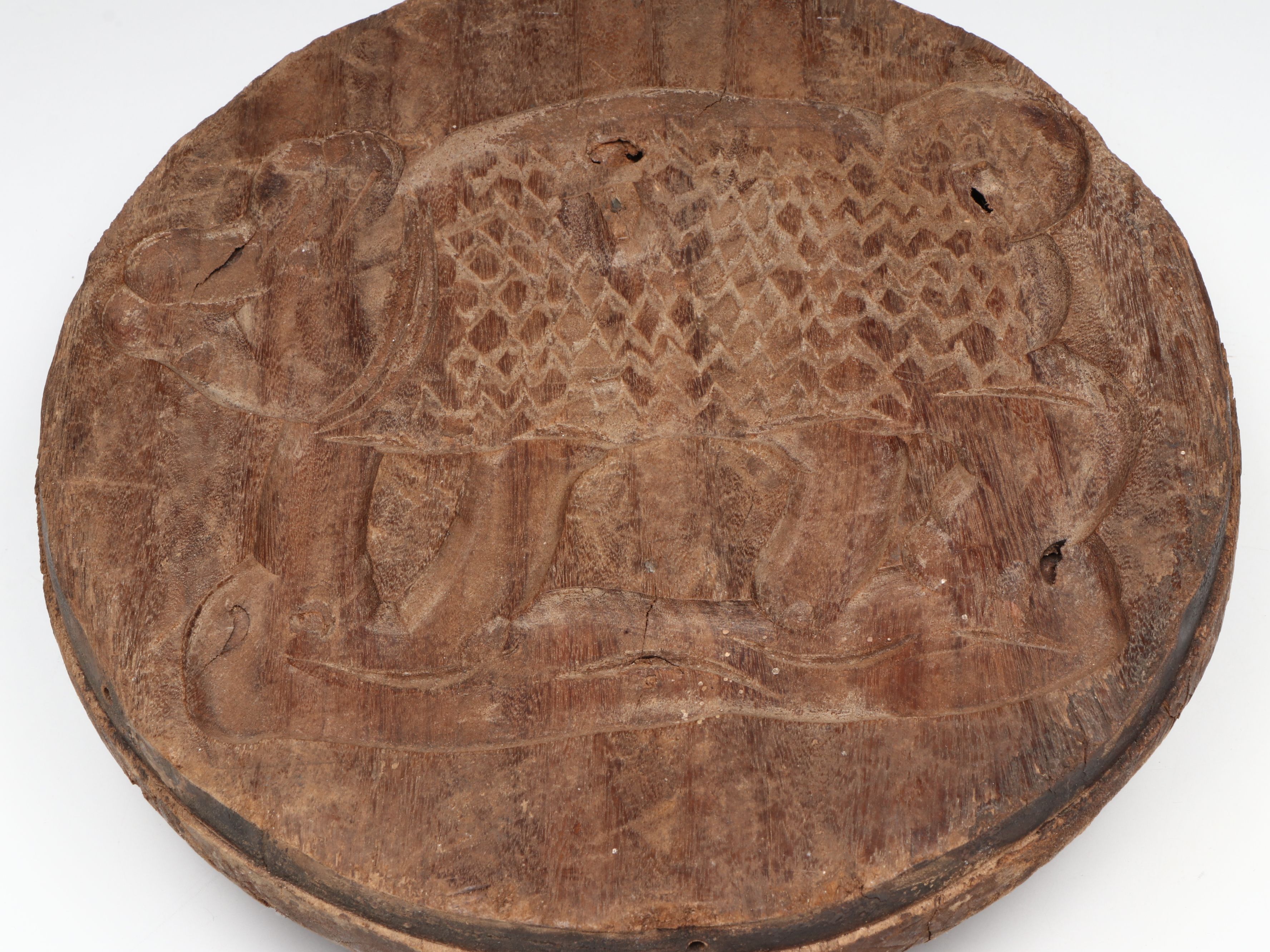 French Style Carved Wooden Cheese Press, Antique