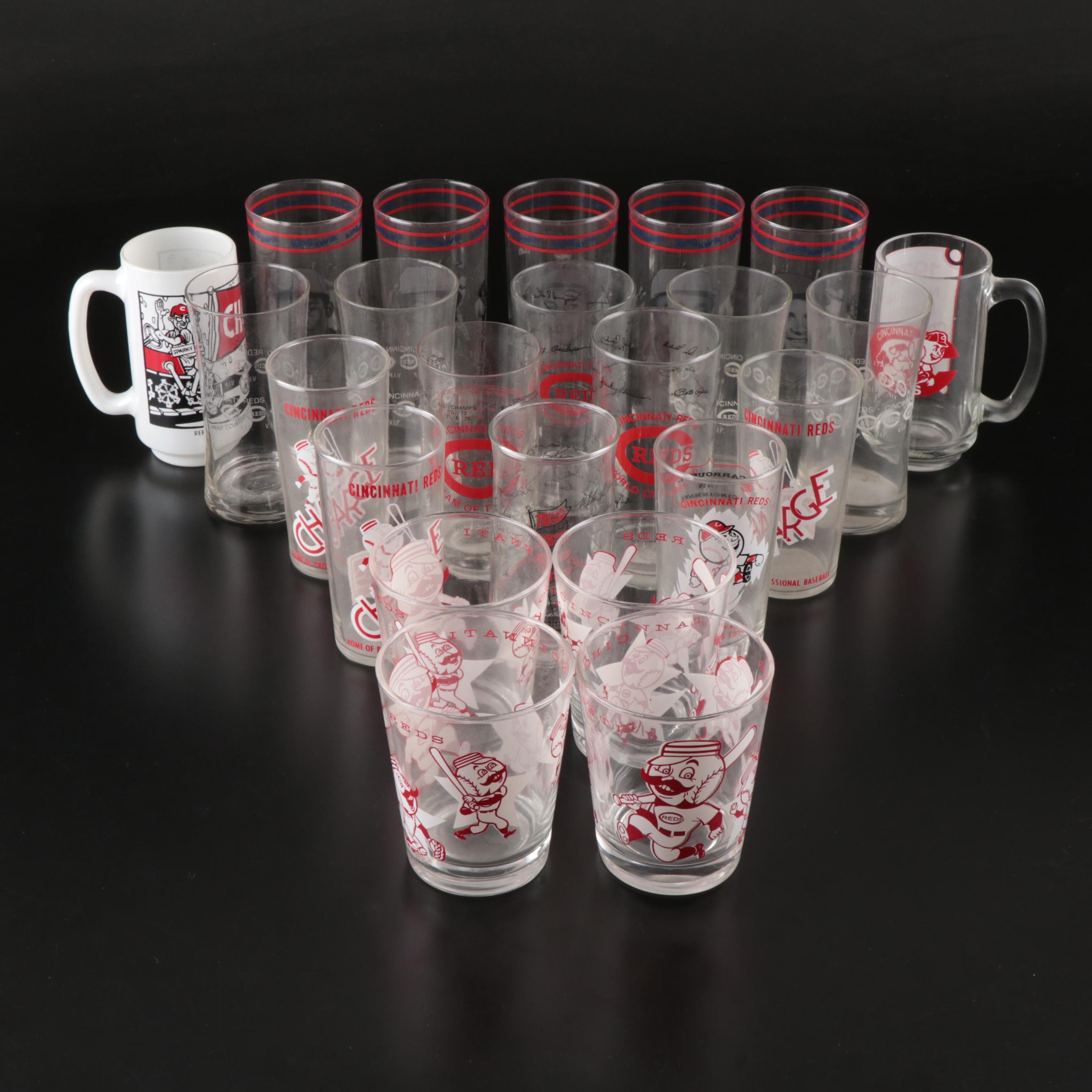 Cincinnati Reds Commemorative Glass Drinkware, 1970s