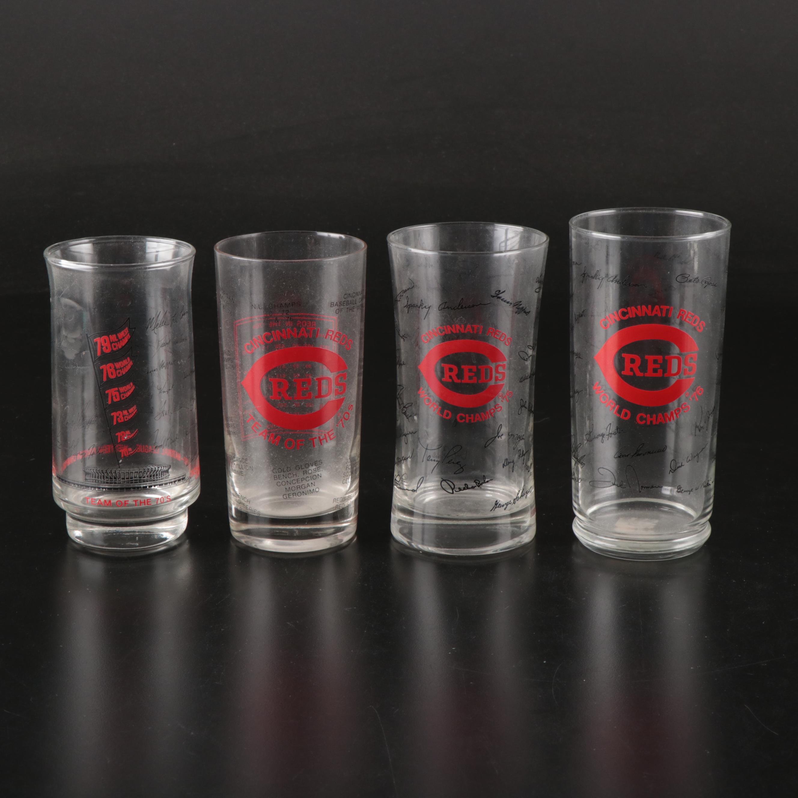 Cincinnati Reds Commemorative Glass Drinkware, 1970s