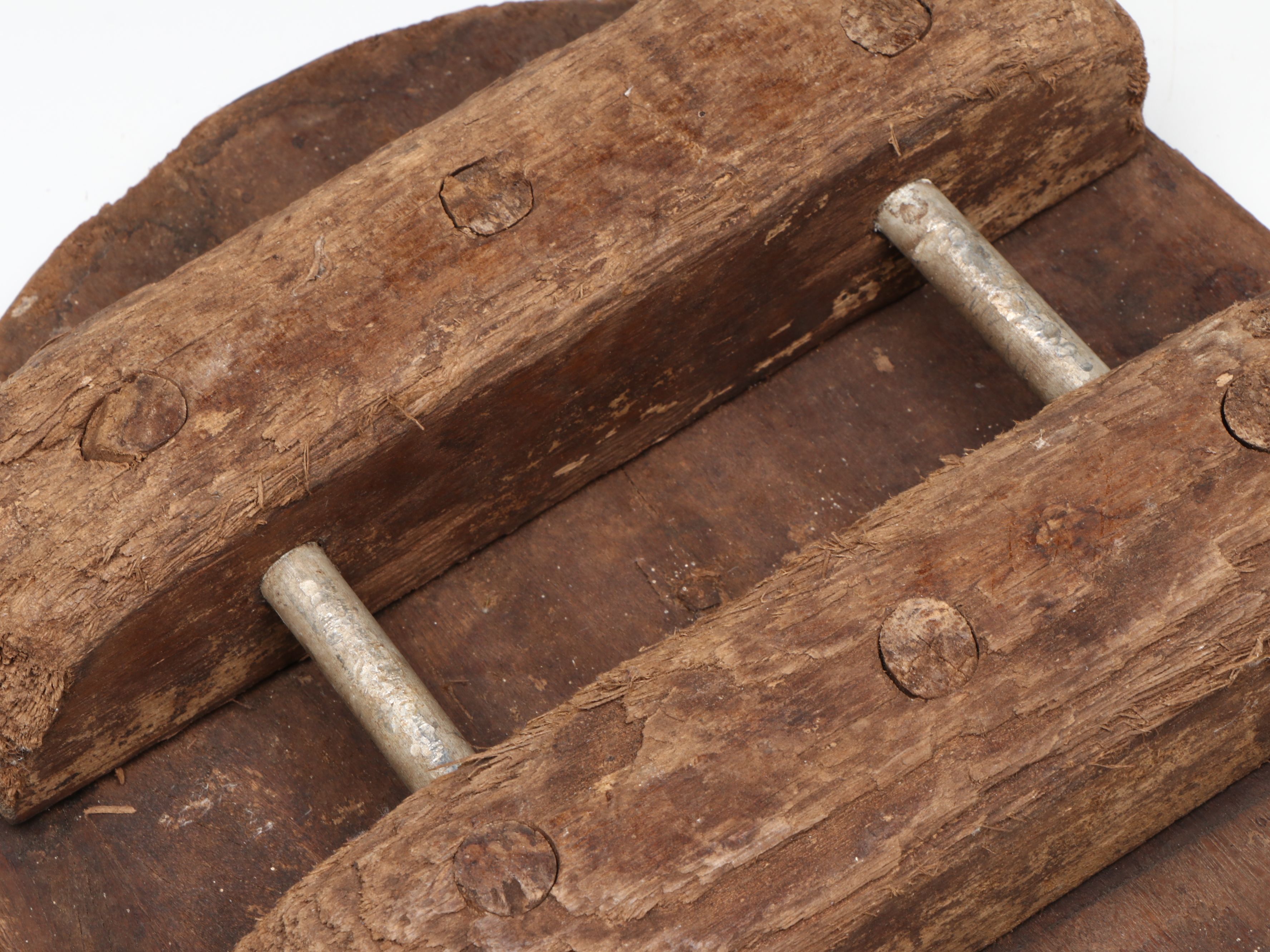 French Style Carved Wooden Cheese Press, Antique