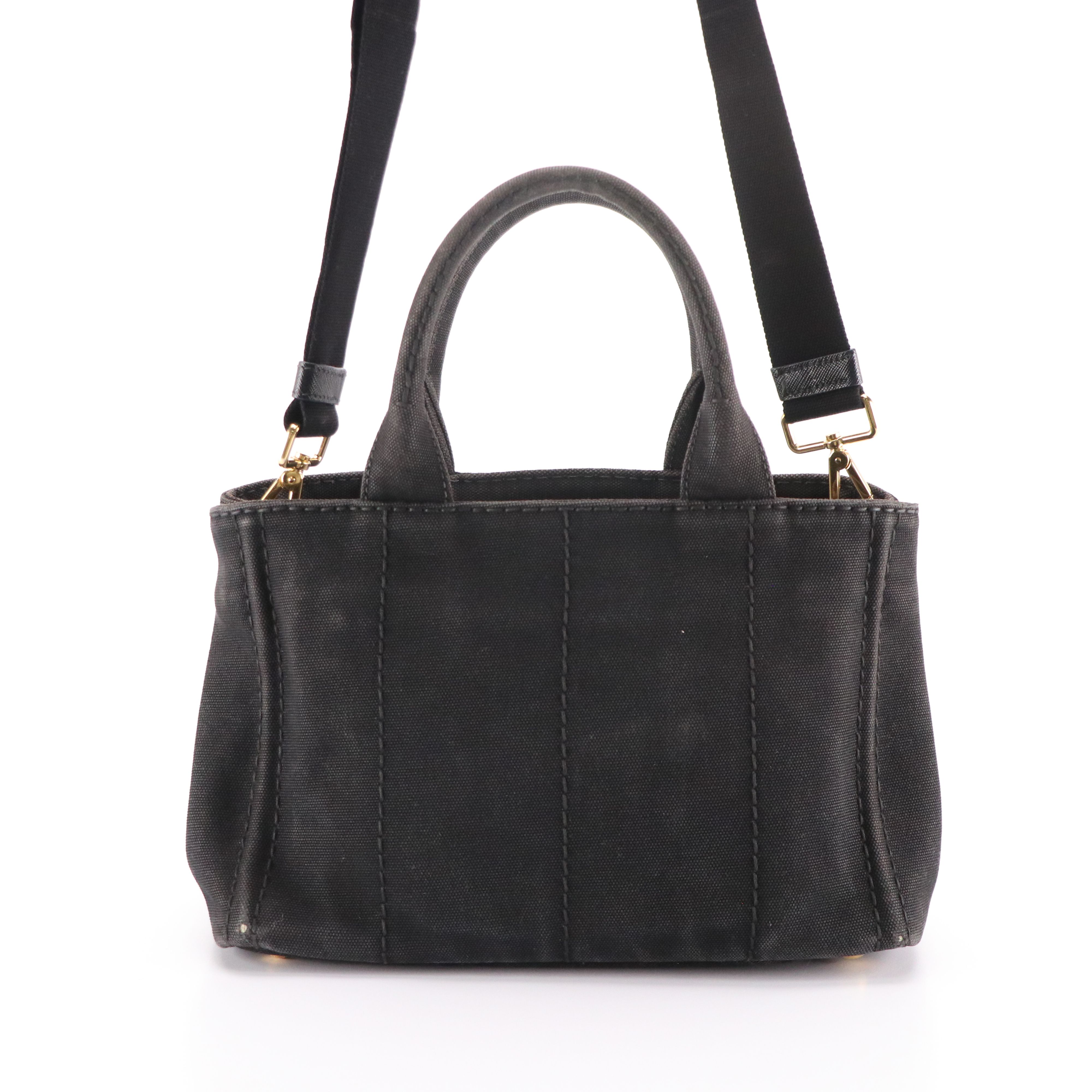 Prada Small Canapa Logo Two-Way Tote in Canvas