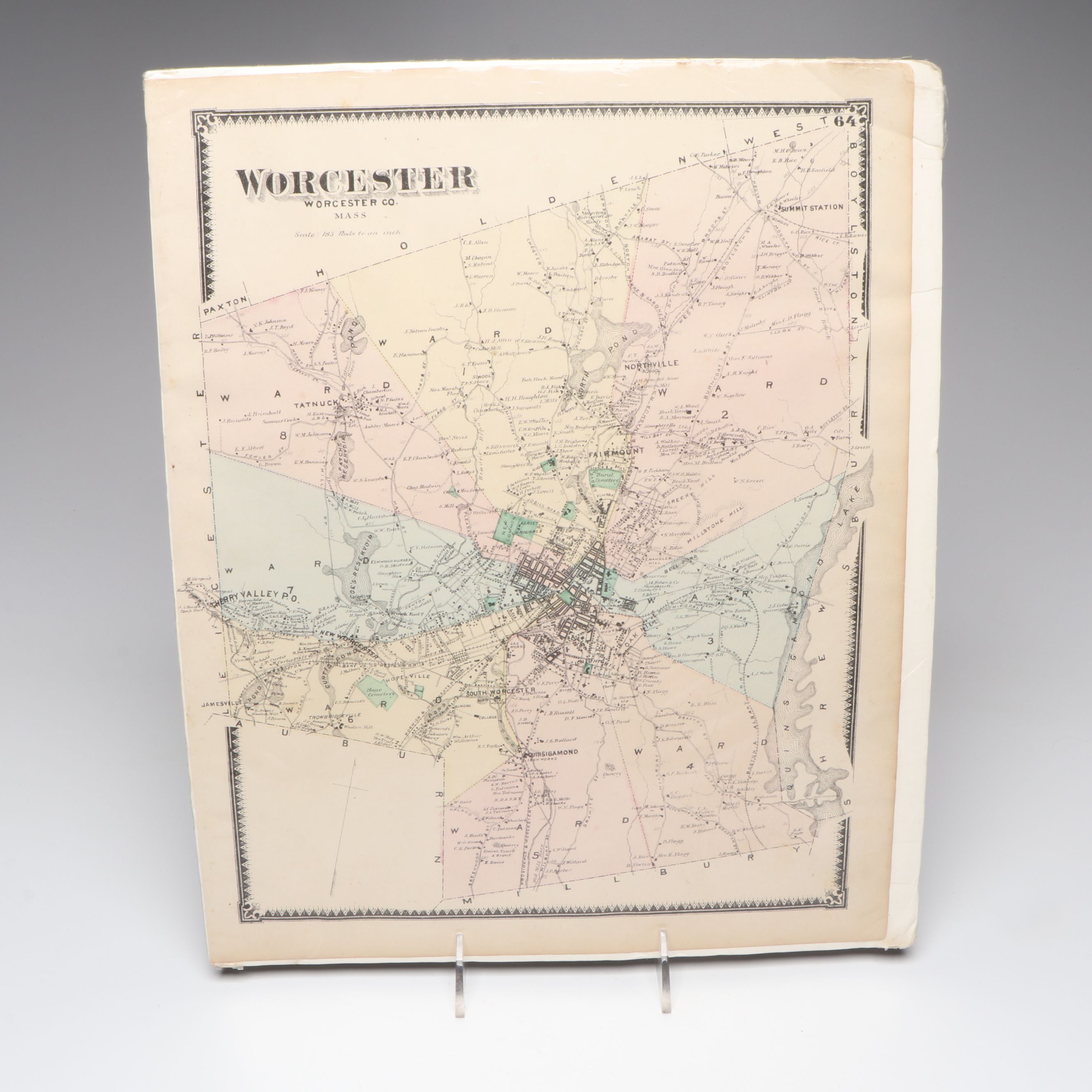 Massachusetts County and Town Hand-Colored Engraved Maps, Late 19th Century