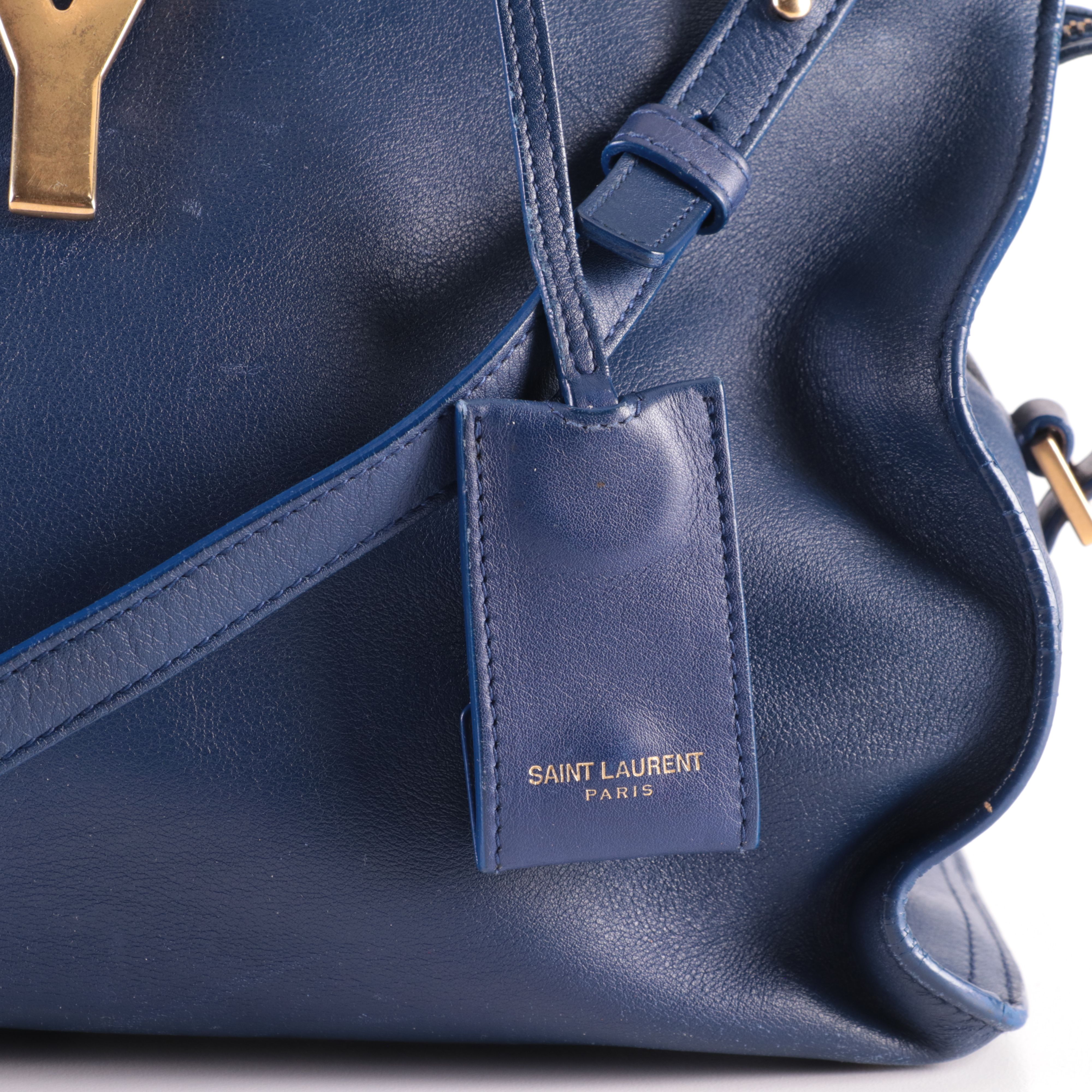 Saint Laurent Cabas Chyc Satchel in Blue Leather