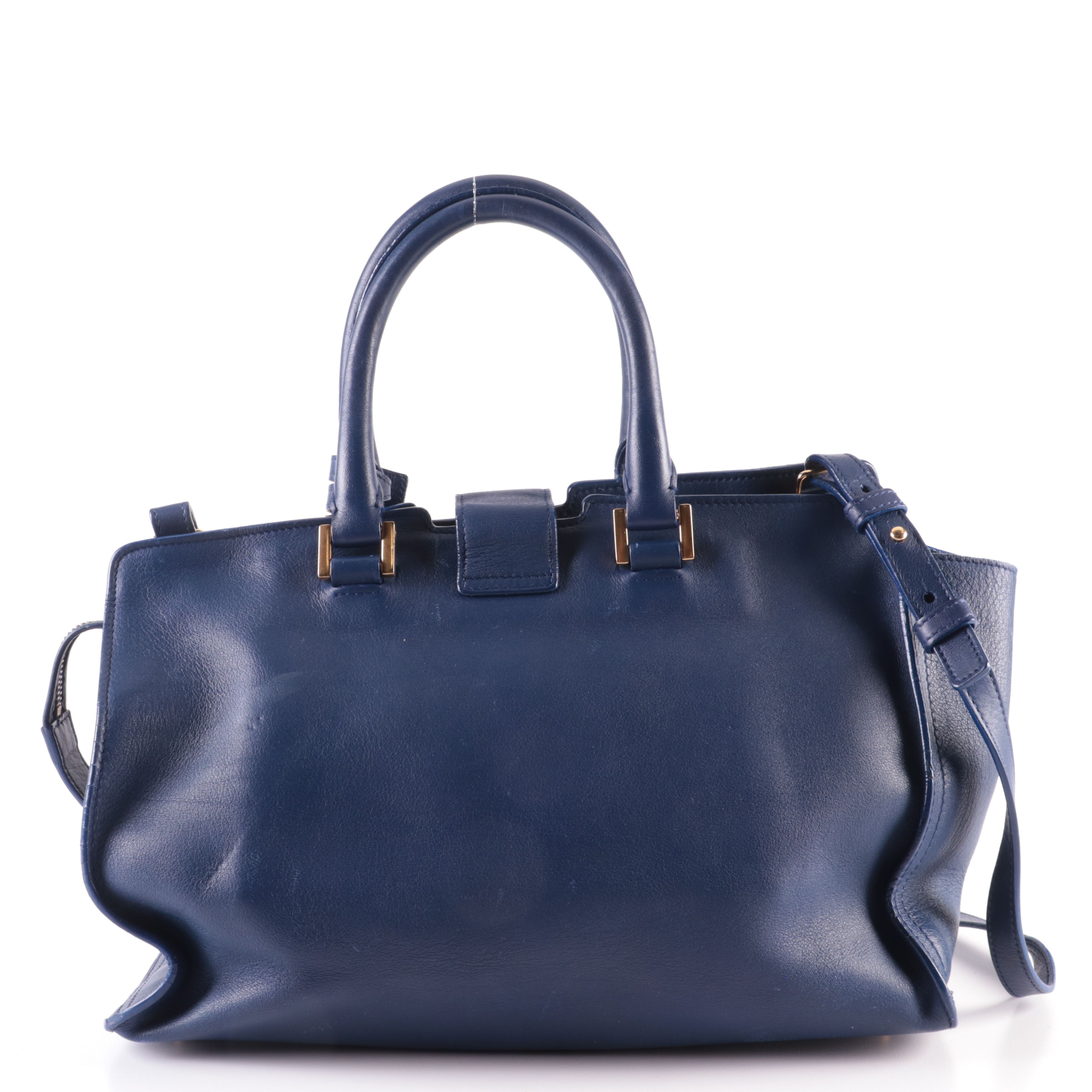 Saint Laurent Cabas Chyc Satchel in Blue Leather
