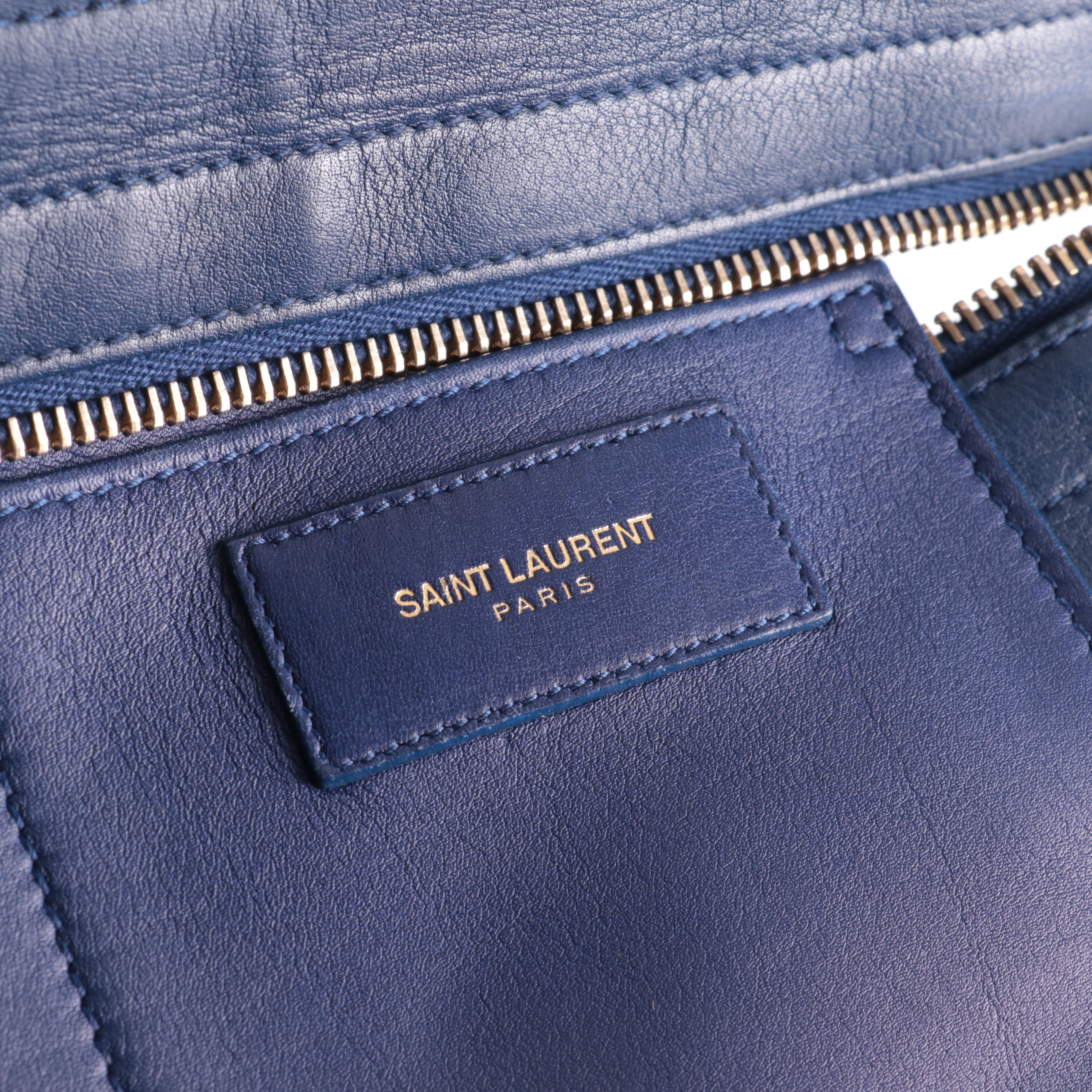 Saint Laurent Cabas Chyc Satchel in Blue Leather