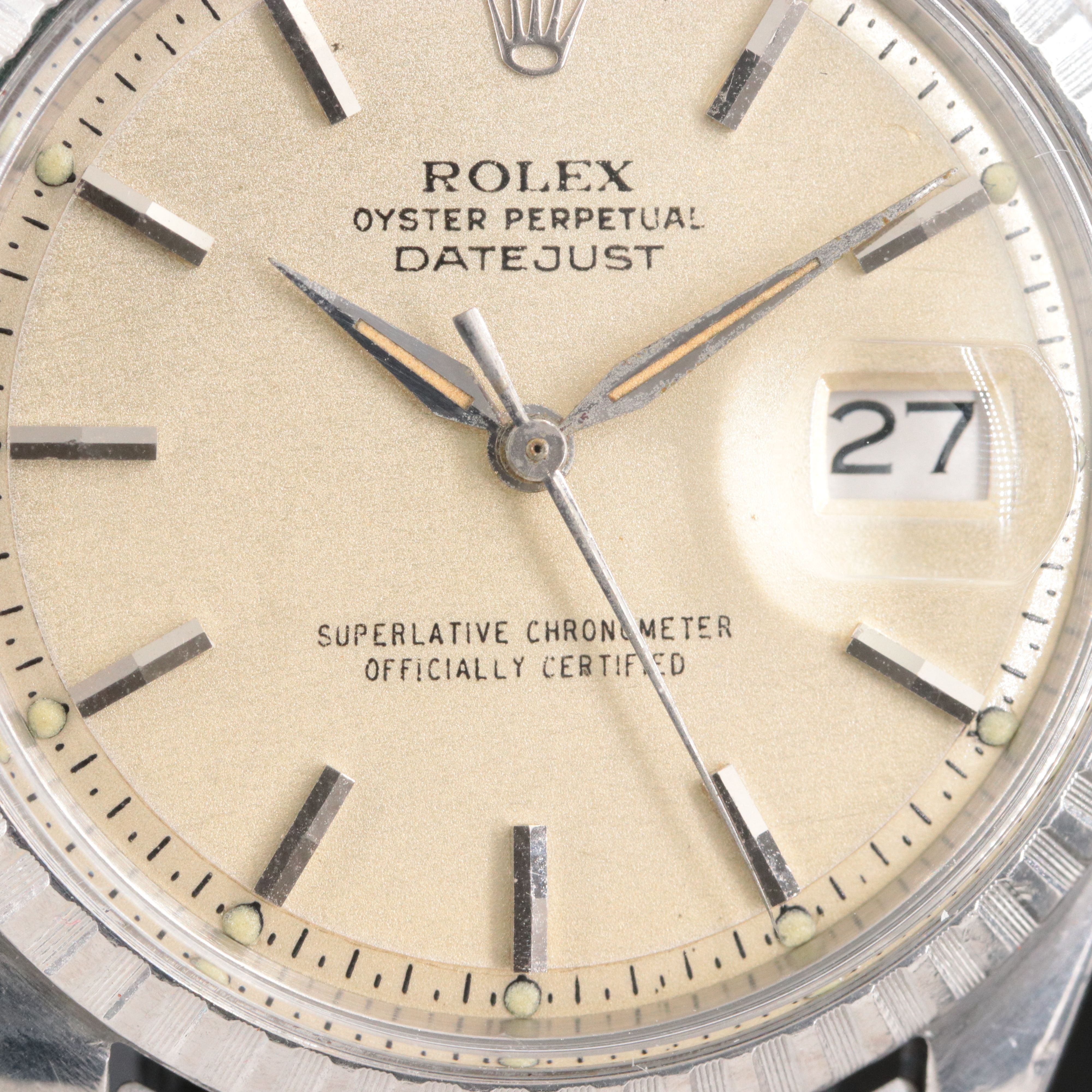 1964 Rolex Stainless Steel Engine Turned Bezel Datejust 1603 Watch