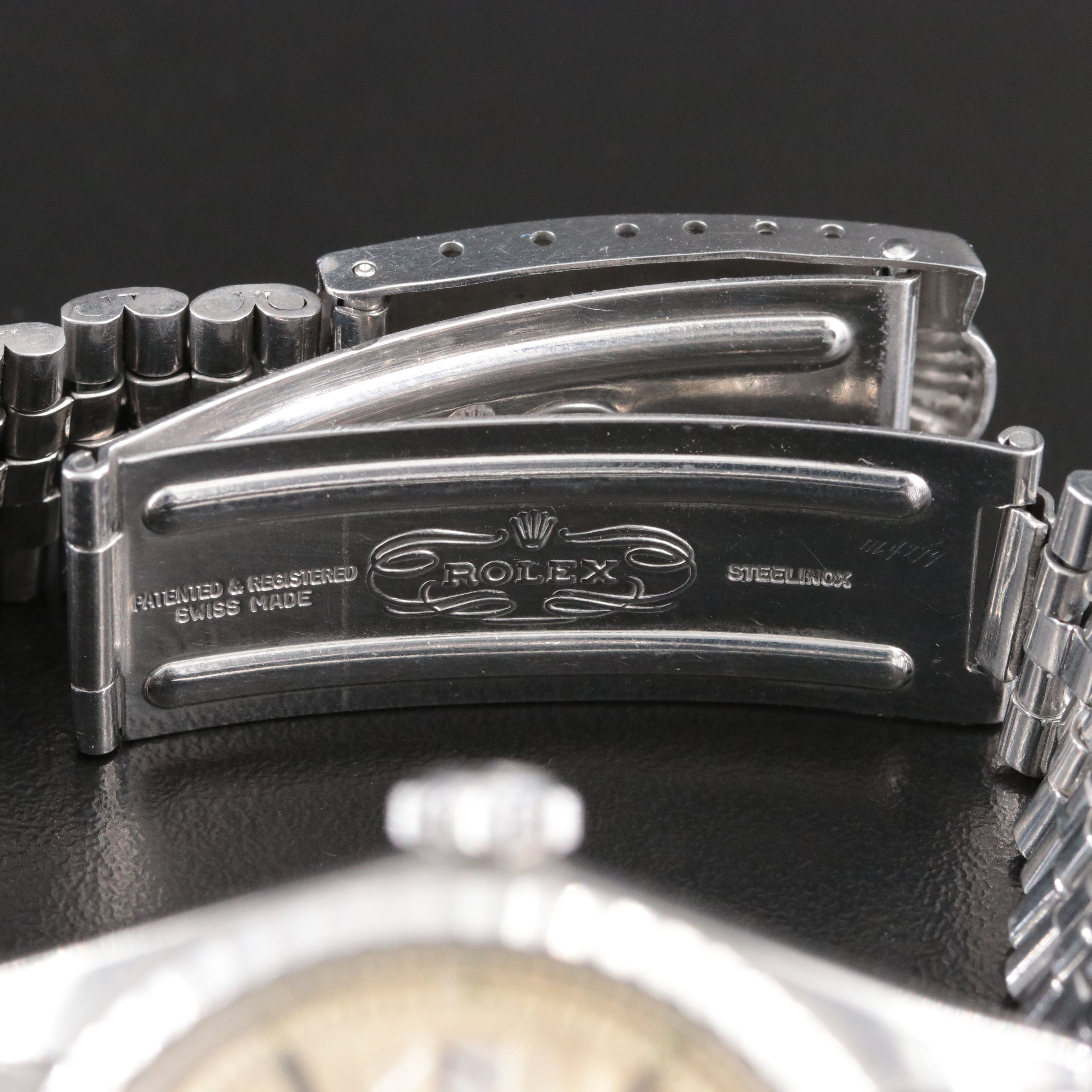 1964 Rolex Stainless Steel Engine Turned Bezel Datejust 1603 Watch