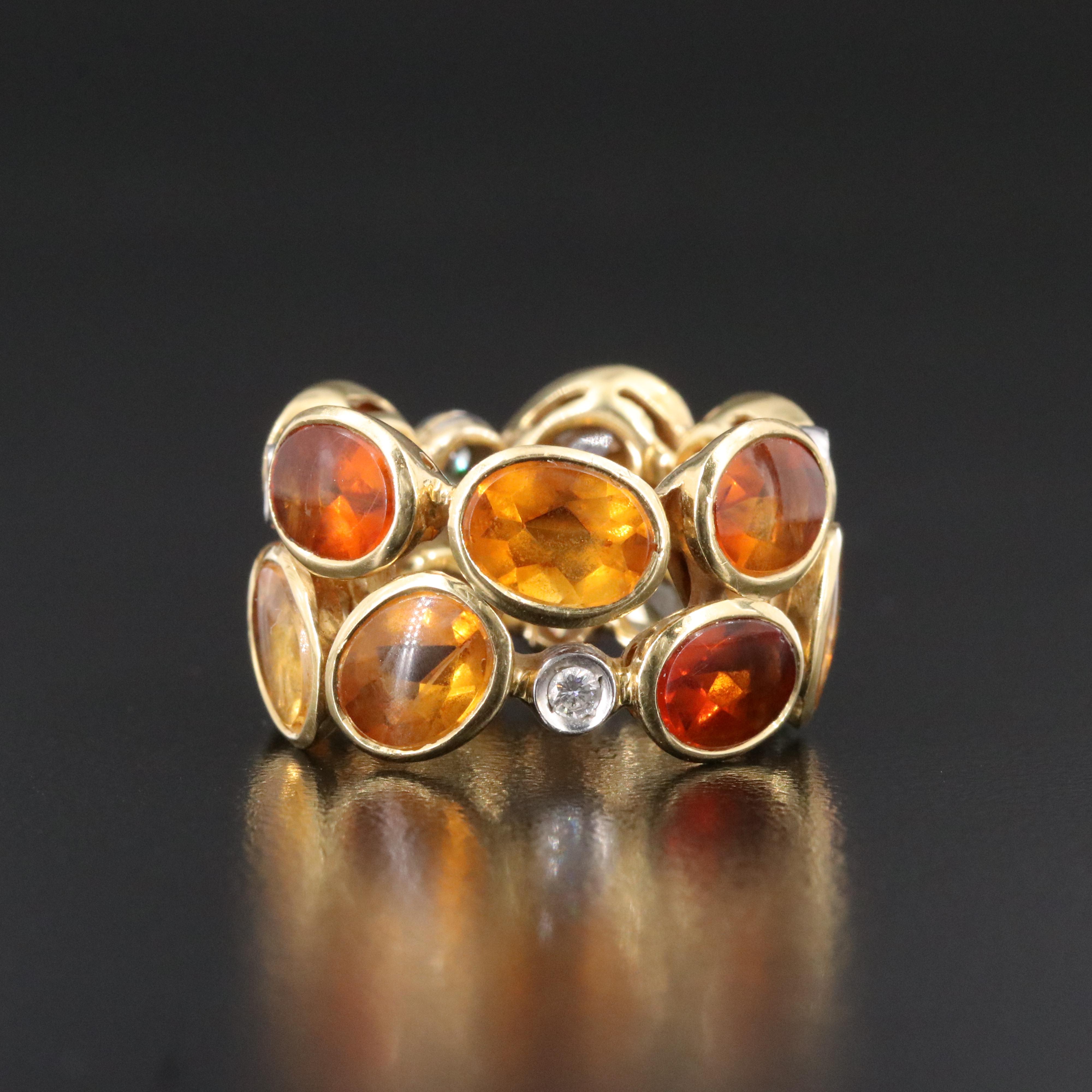 18K Citrine and Diamond Eternity Band
