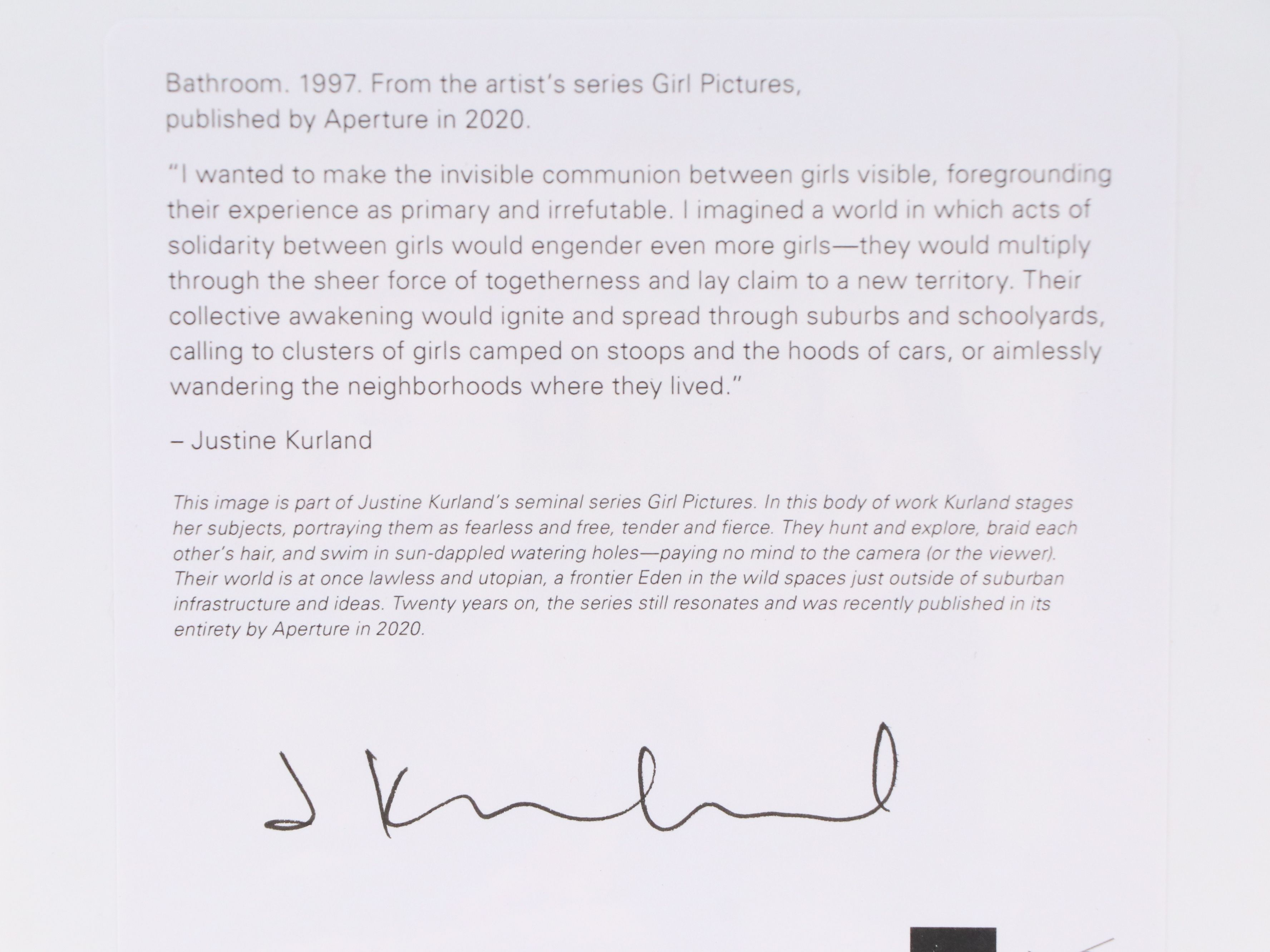 Justine Kurland Digital Chromogenic Print "Bathroom. 1997," 2020