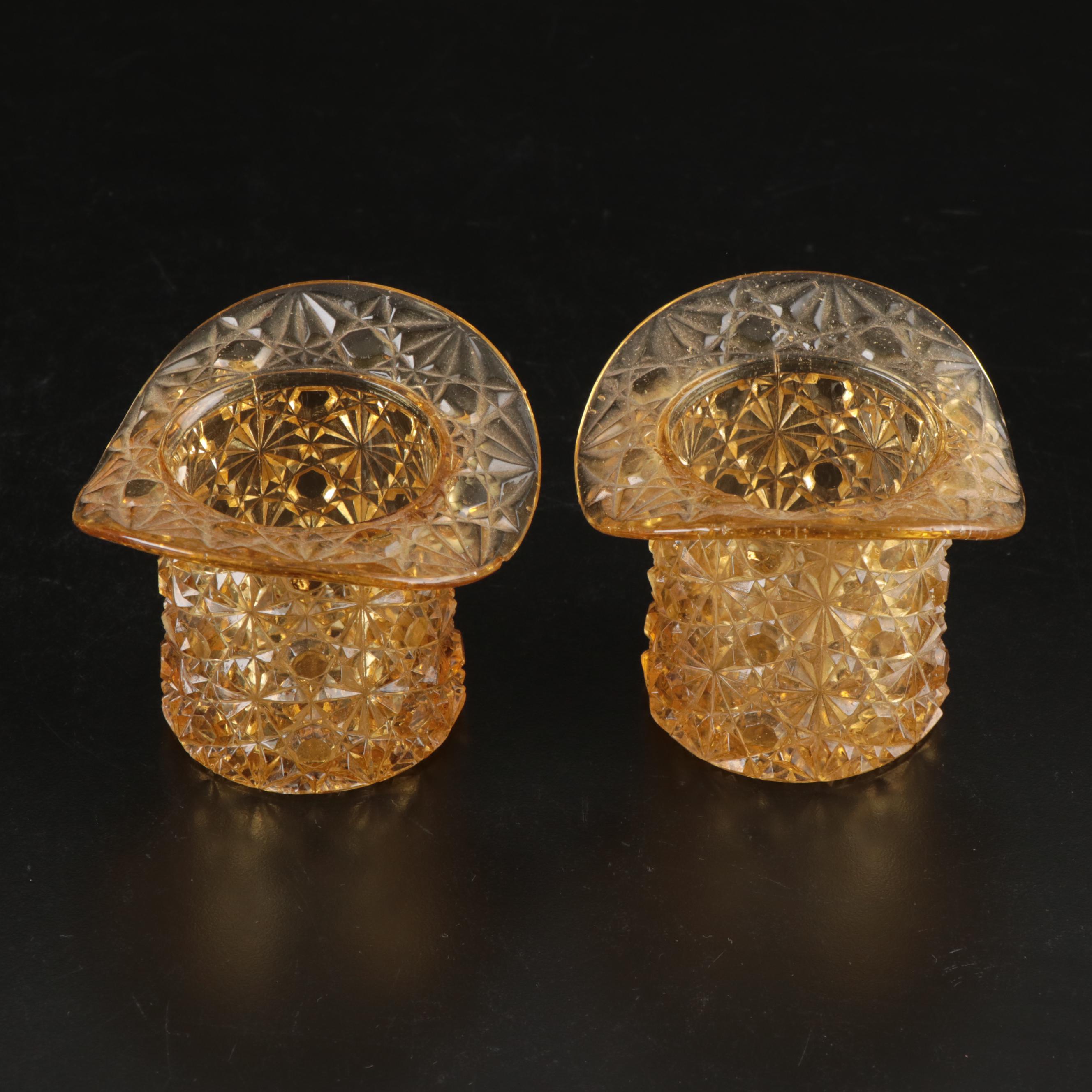 McKee & Bros Ribbed Hat Toothpick, More Glass Top Hats, Fenton Style Slipper
