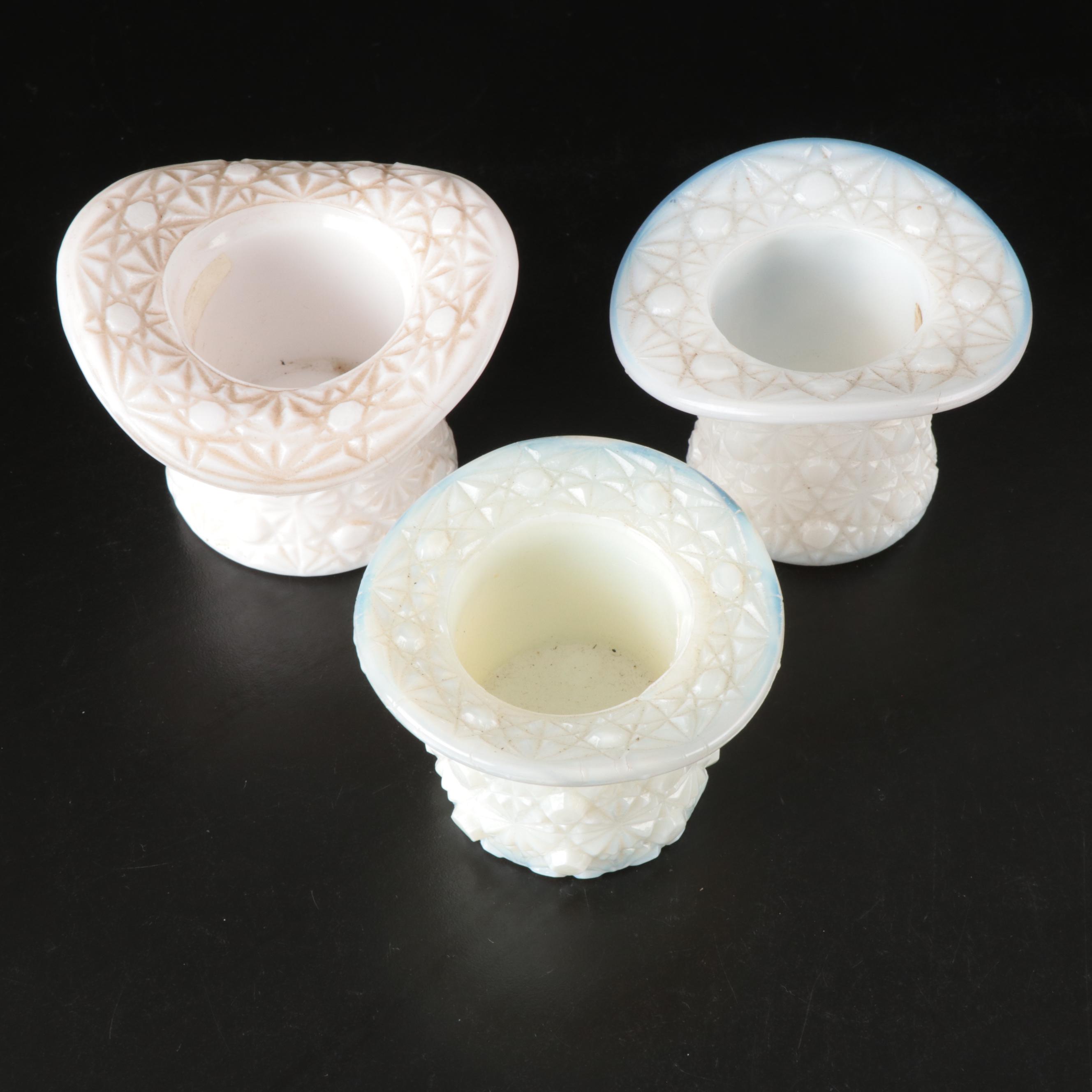 McKee & Bros Ribbed Hat Toothpick, More Glass Top Hats, Fenton Style Slipper