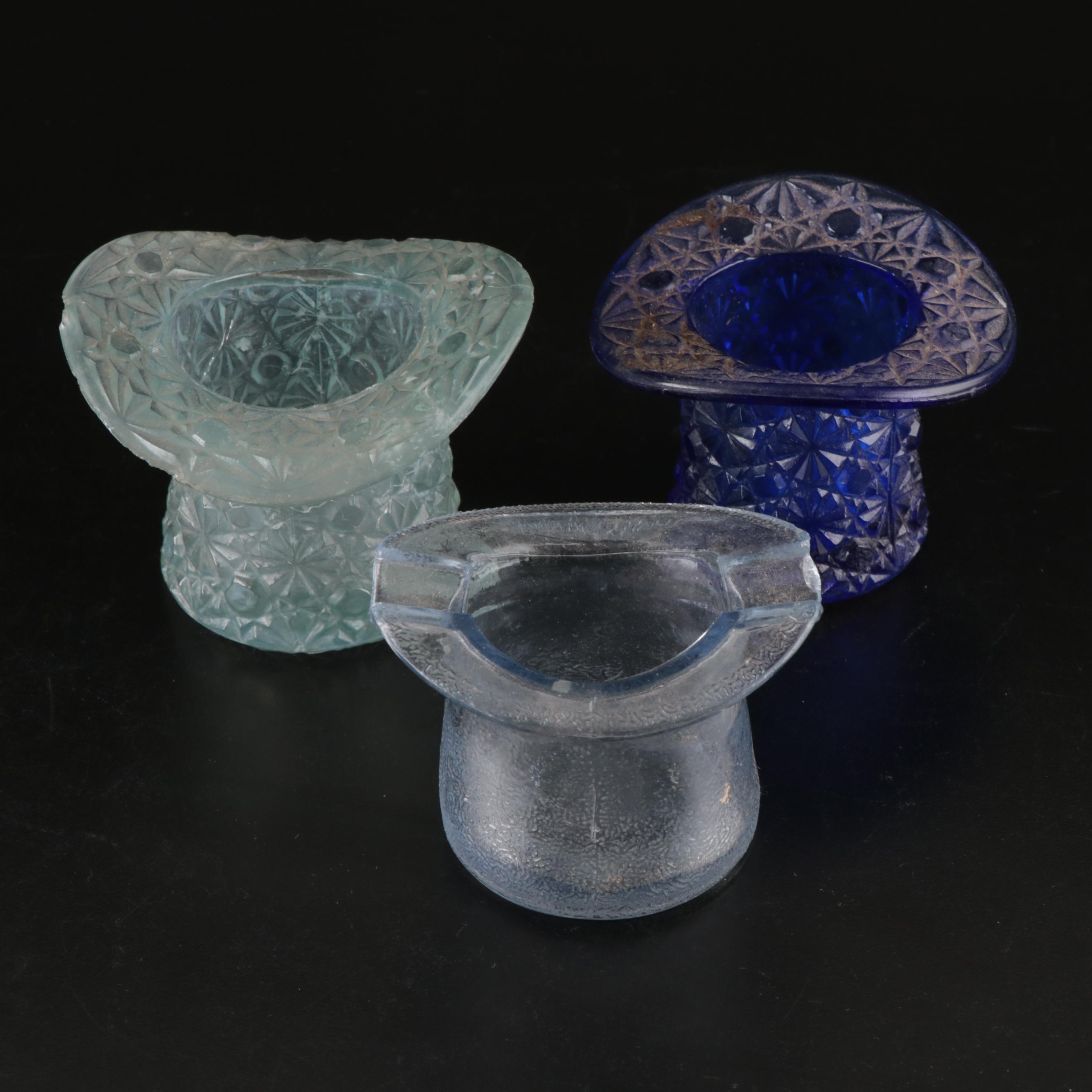 McKee & Bros Ribbed Hat Toothpick, More Glass Top Hats, Fenton Style Slipper