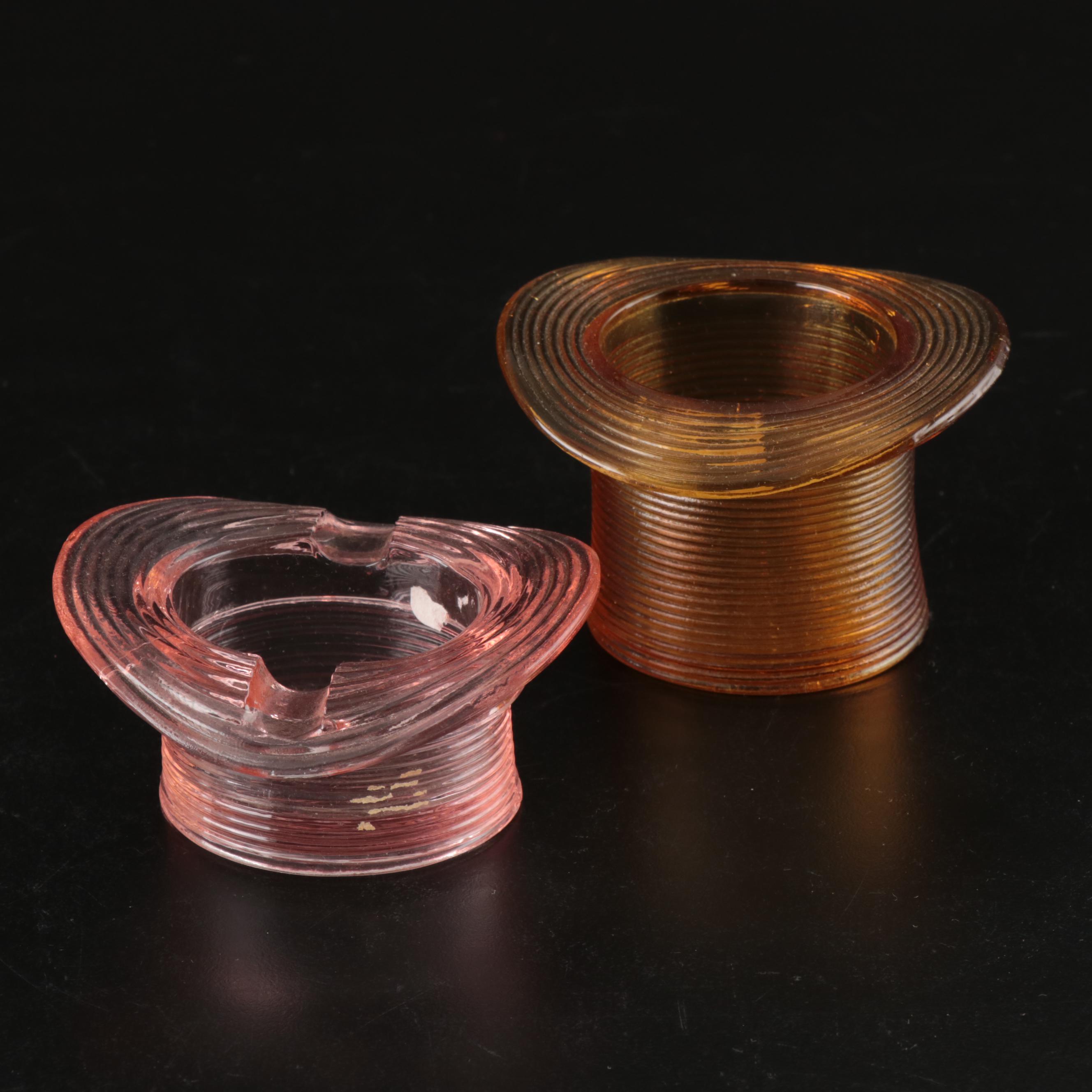 McKee & Bros Ribbed Hat Toothpick, More Glass Top Hats, Fenton Style Slipper