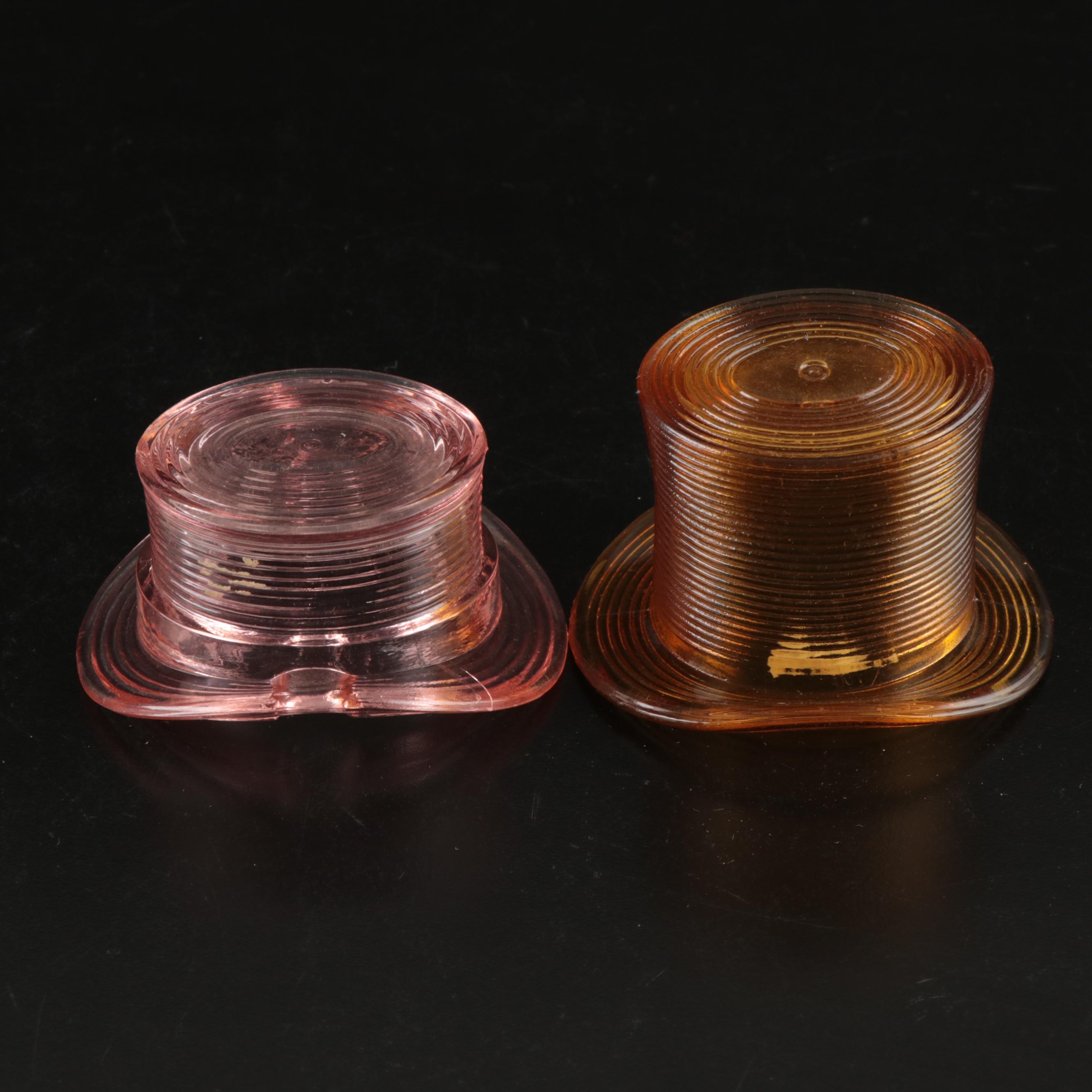 McKee & Bros Ribbed Hat Toothpick, More Glass Top Hats, Fenton Style Slipper