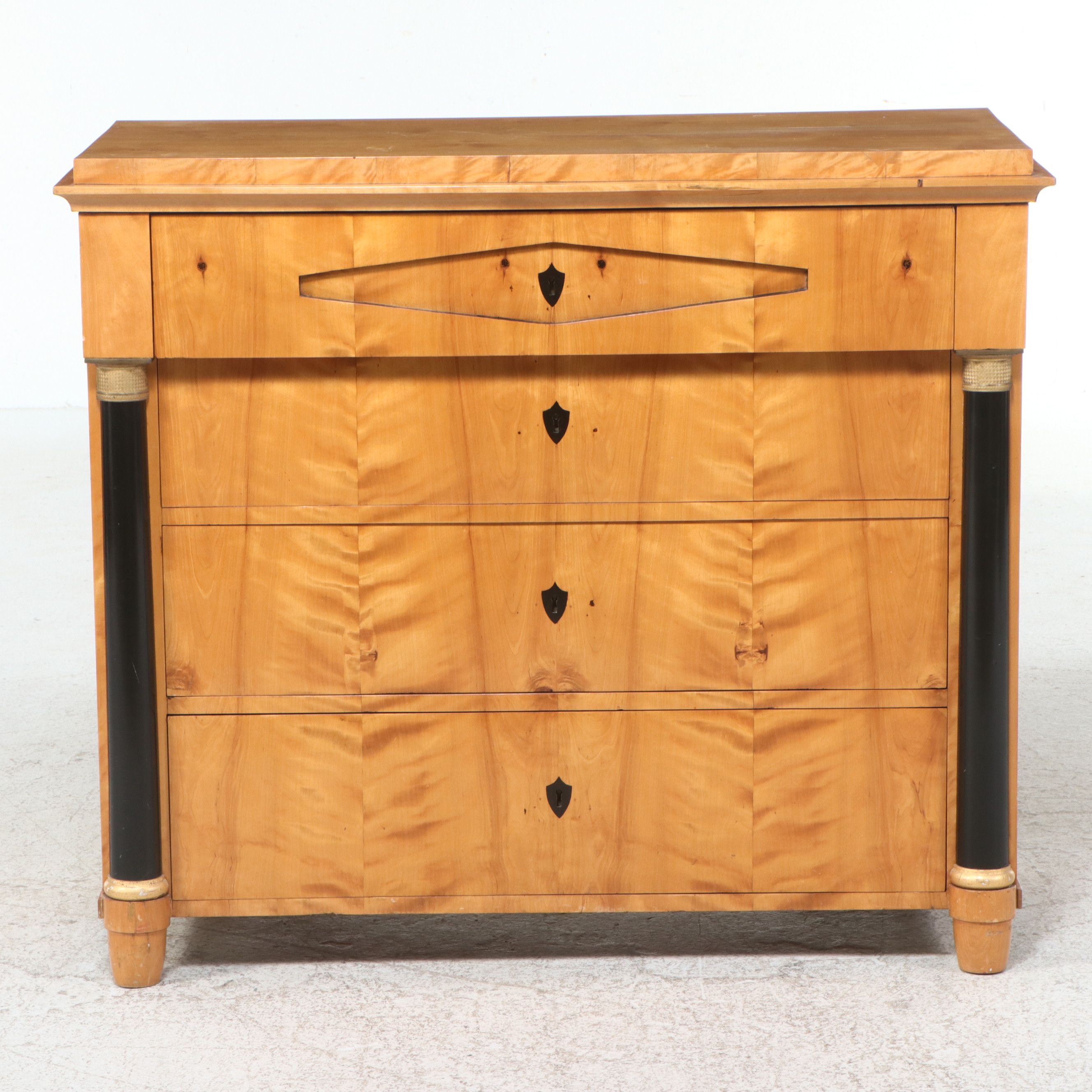 Biedermeier Birch and Ebonized Commode, Mid-19th Century