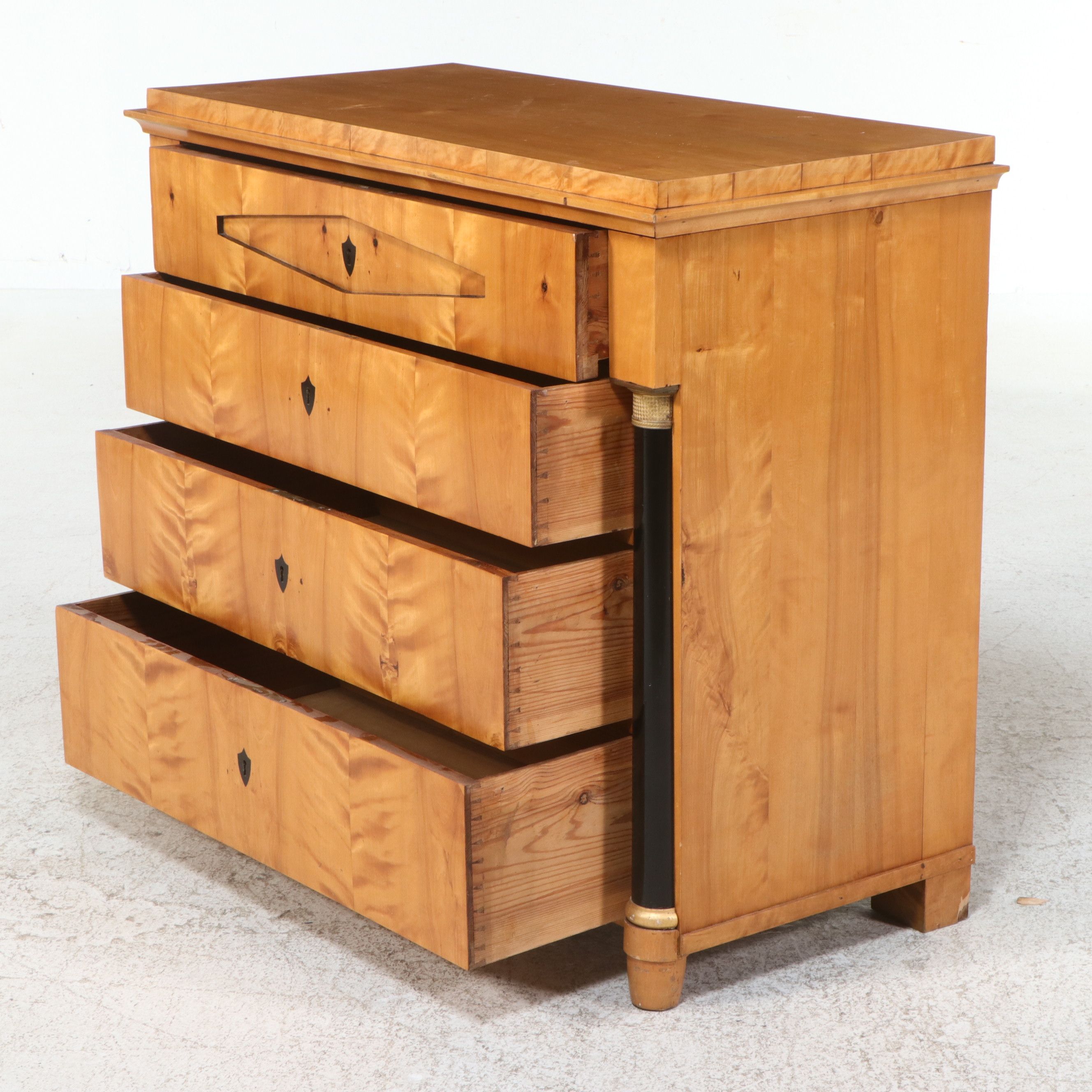 Biedermeier Birch and Ebonized Commode, Mid-19th Century