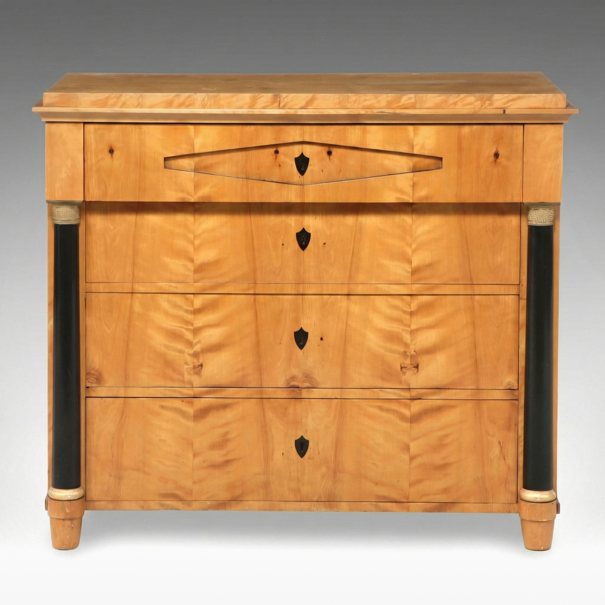 Biedermeier Birch and Ebonized Commode, Mid-19th Century
