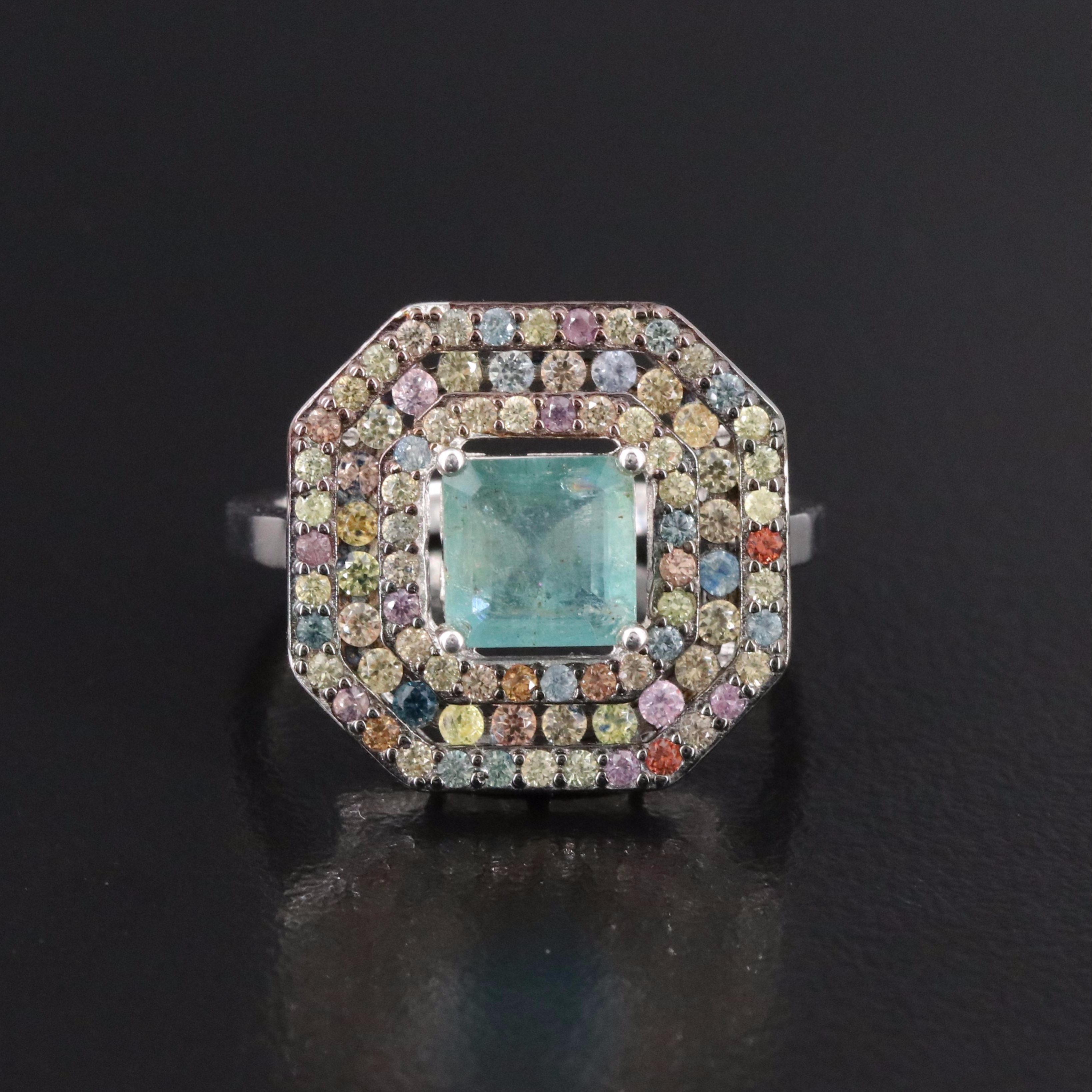 Sterling Emerald and Sapphire Ring