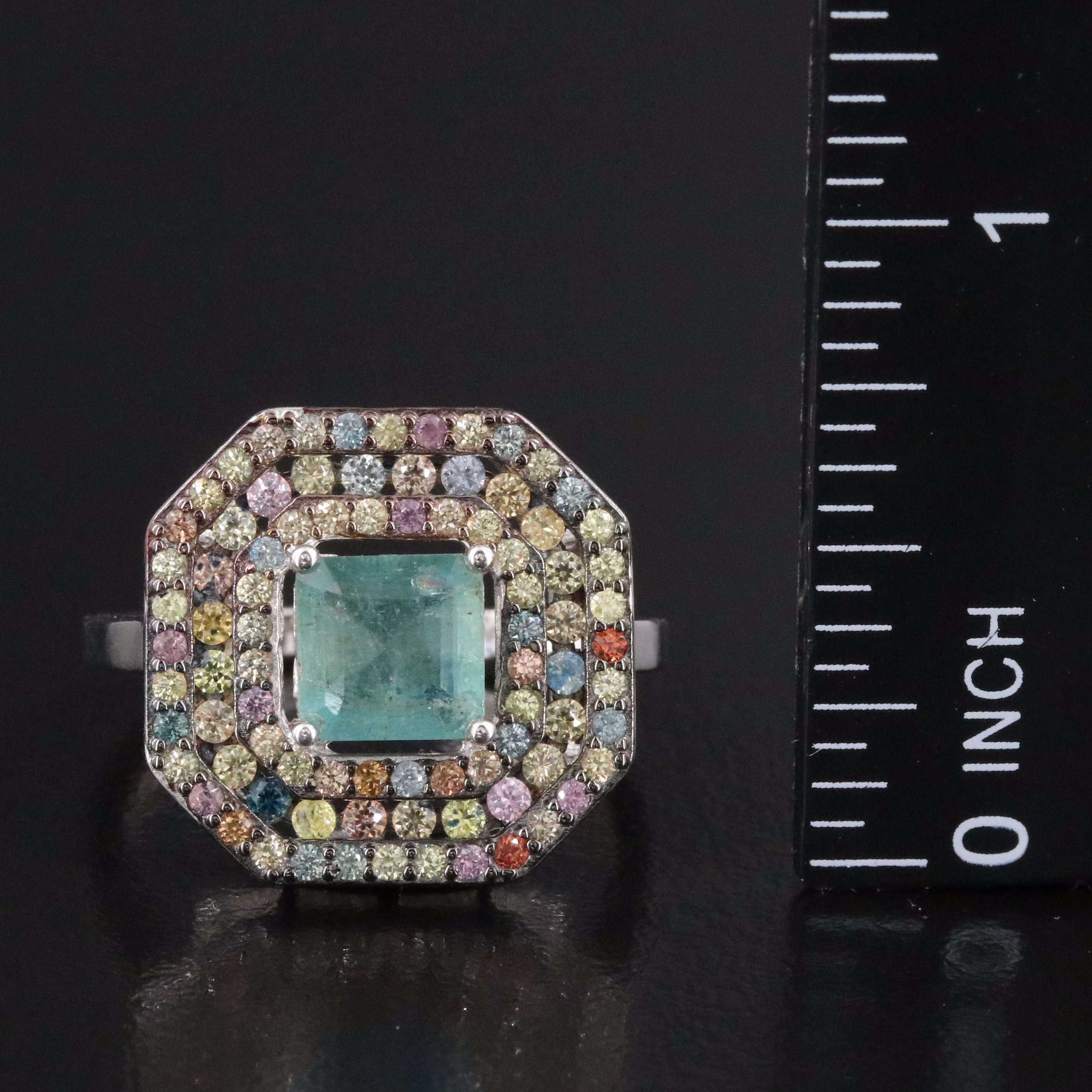 Sterling Emerald and Sapphire Ring