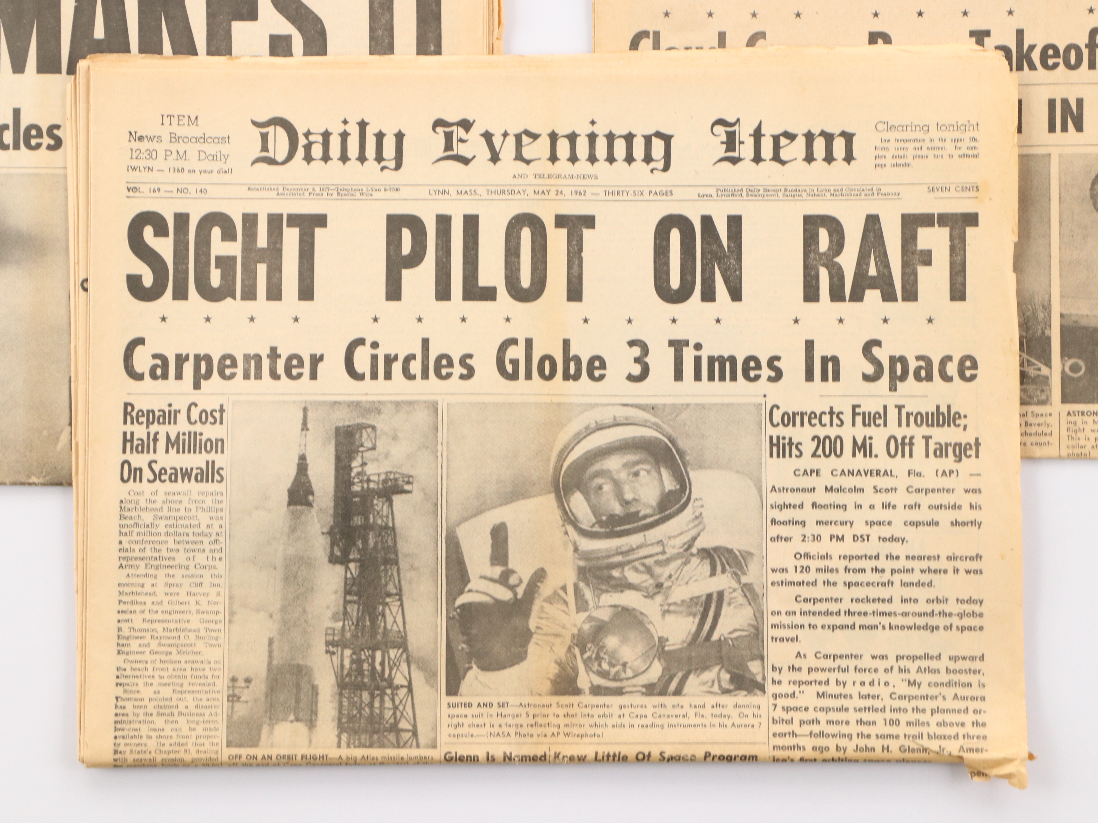 "Daily Evening Item" Newspapers Featuring U.S. Space Missions, 1960s