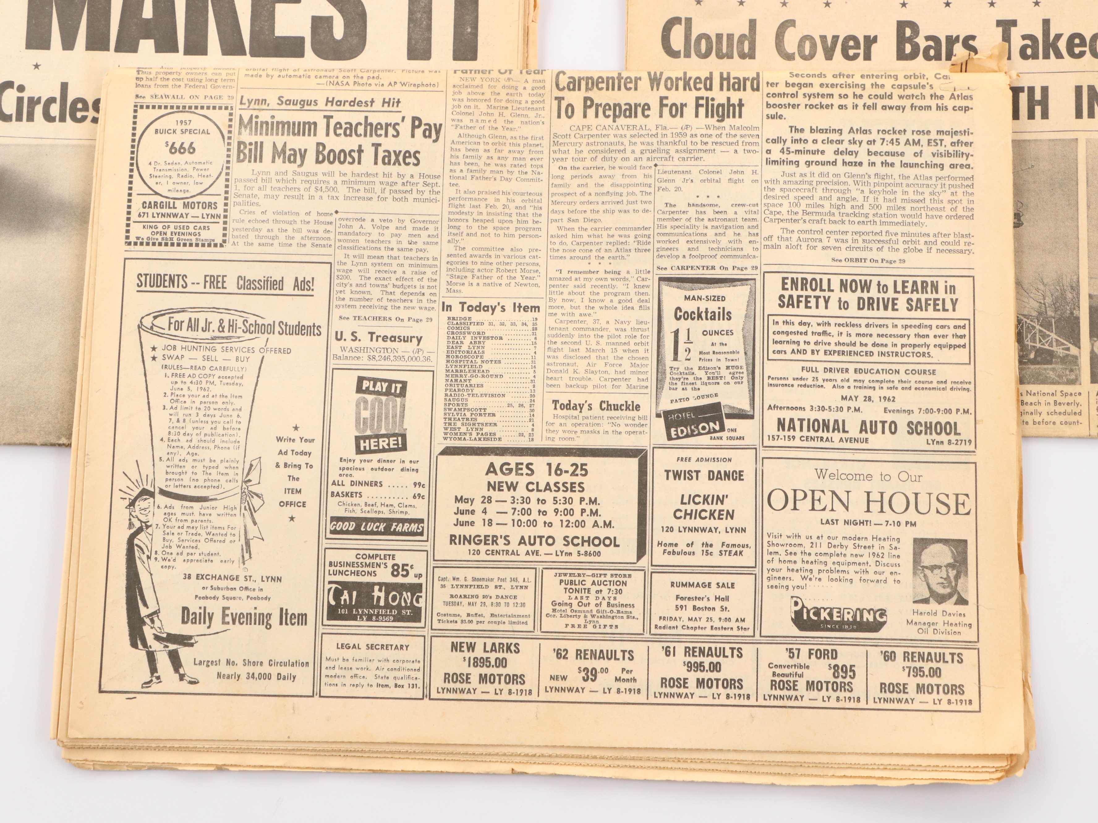 "Daily Evening Item" Newspapers Featuring U.S. Space Missions, 1960s