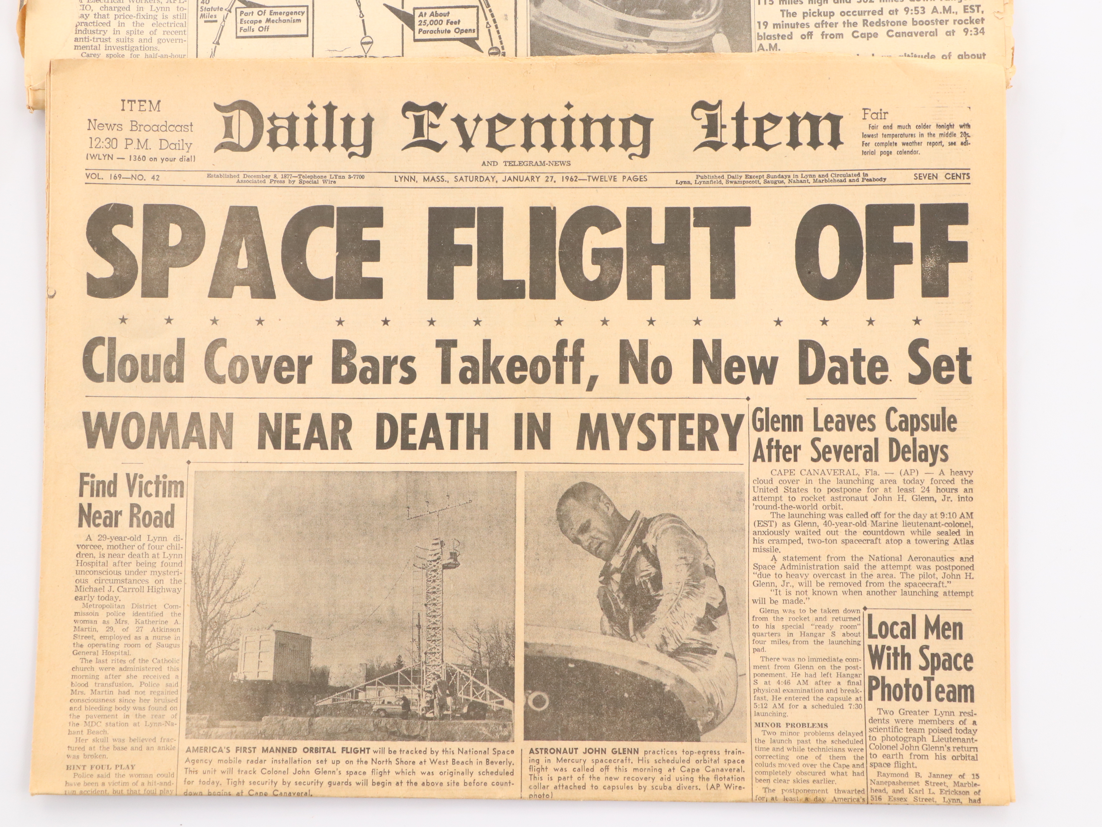 "Daily Evening Item" Newspapers Featuring U.S. Space Missions, 1960s
