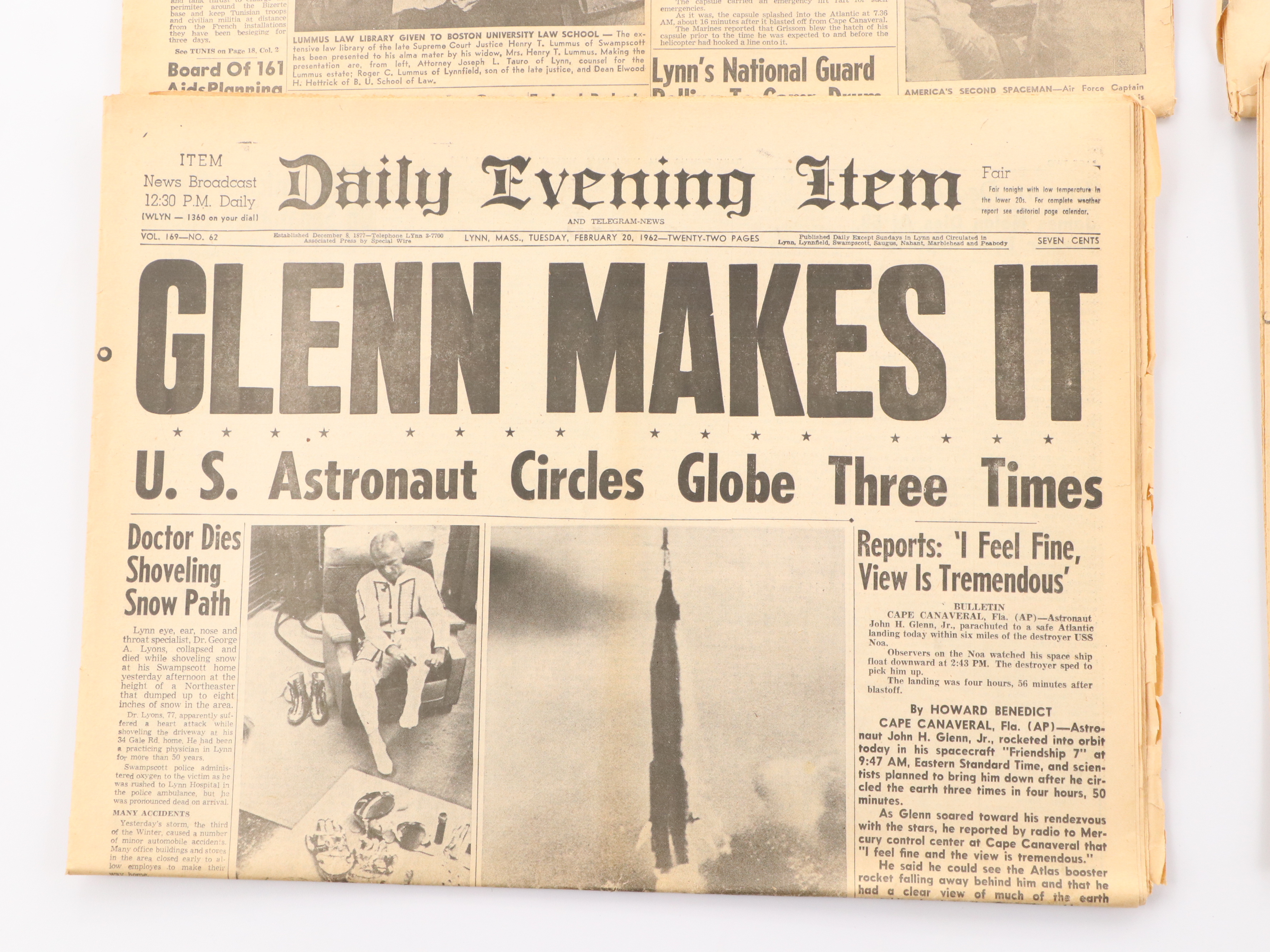 "Daily Evening Item" Newspapers Featuring U.S. Space Missions, 1960s