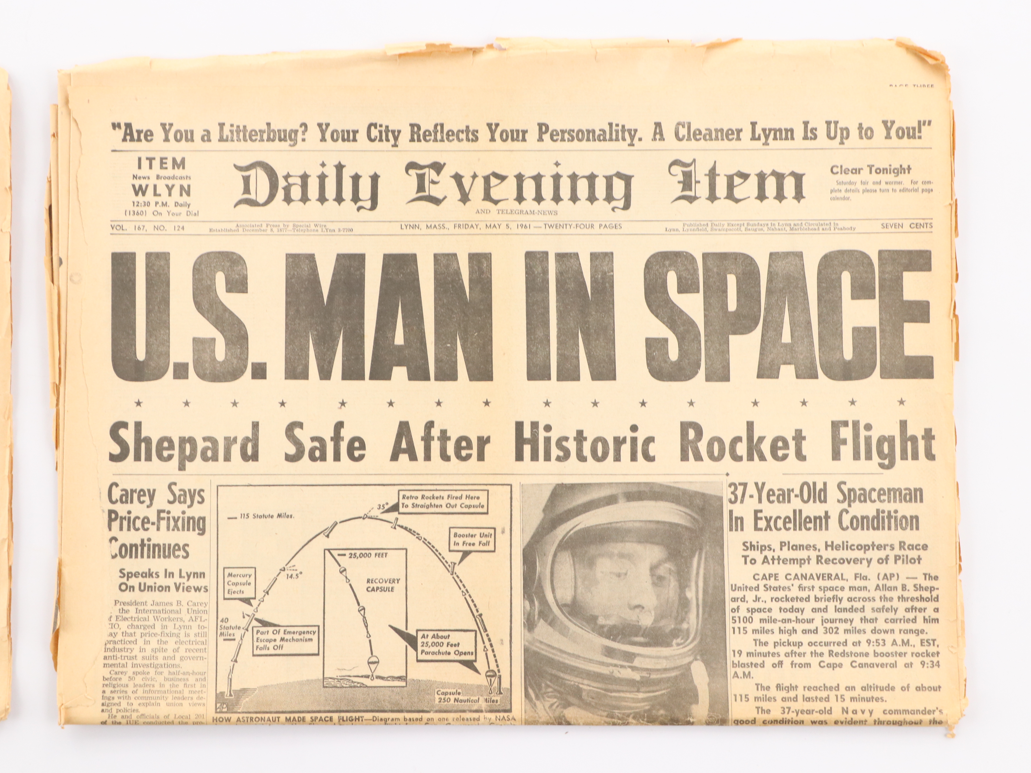 "Daily Evening Item" Newspapers Featuring U.S. Space Missions, 1960s