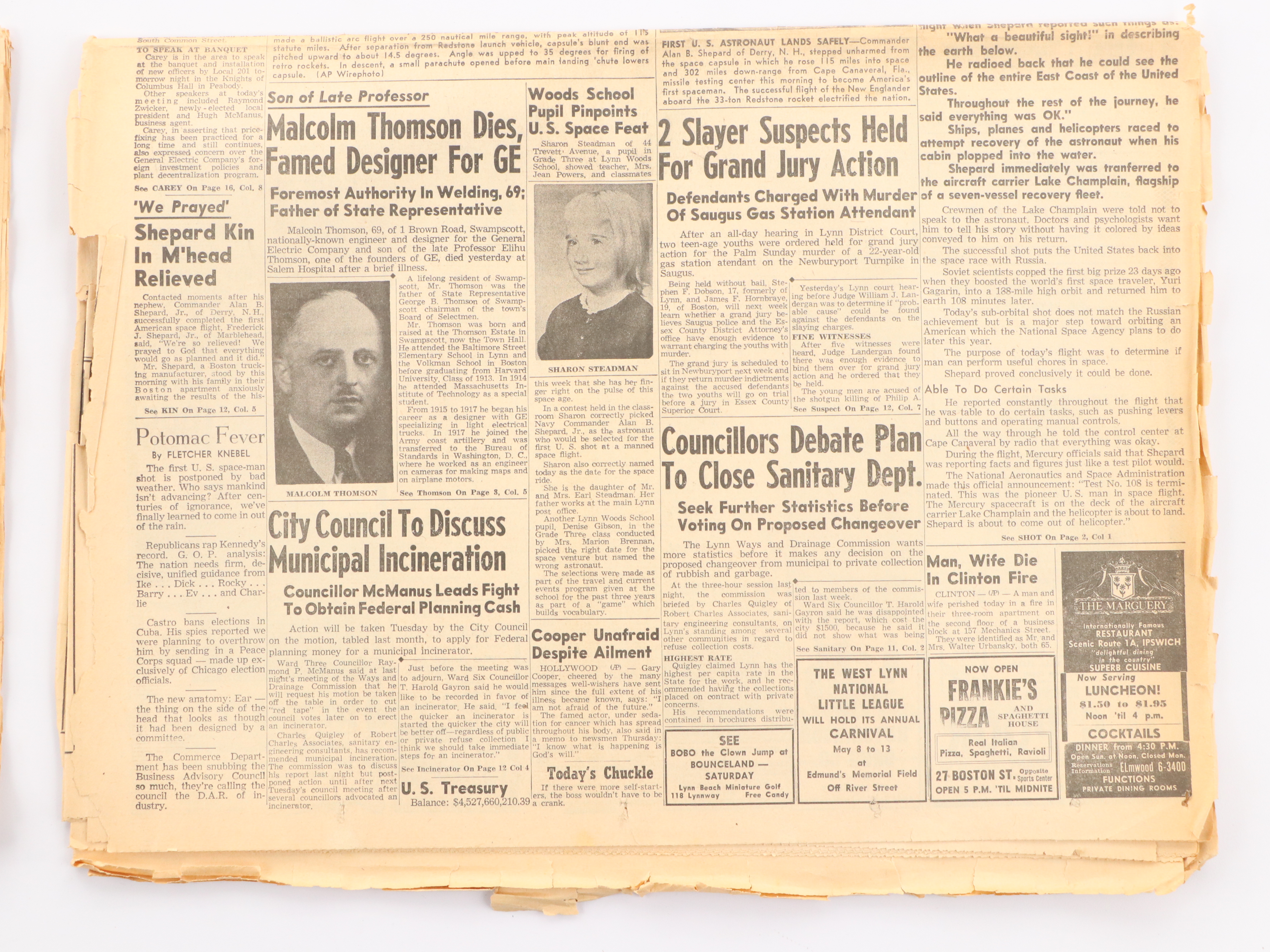 "Daily Evening Item" Newspapers Featuring U.S. Space Missions, 1960s