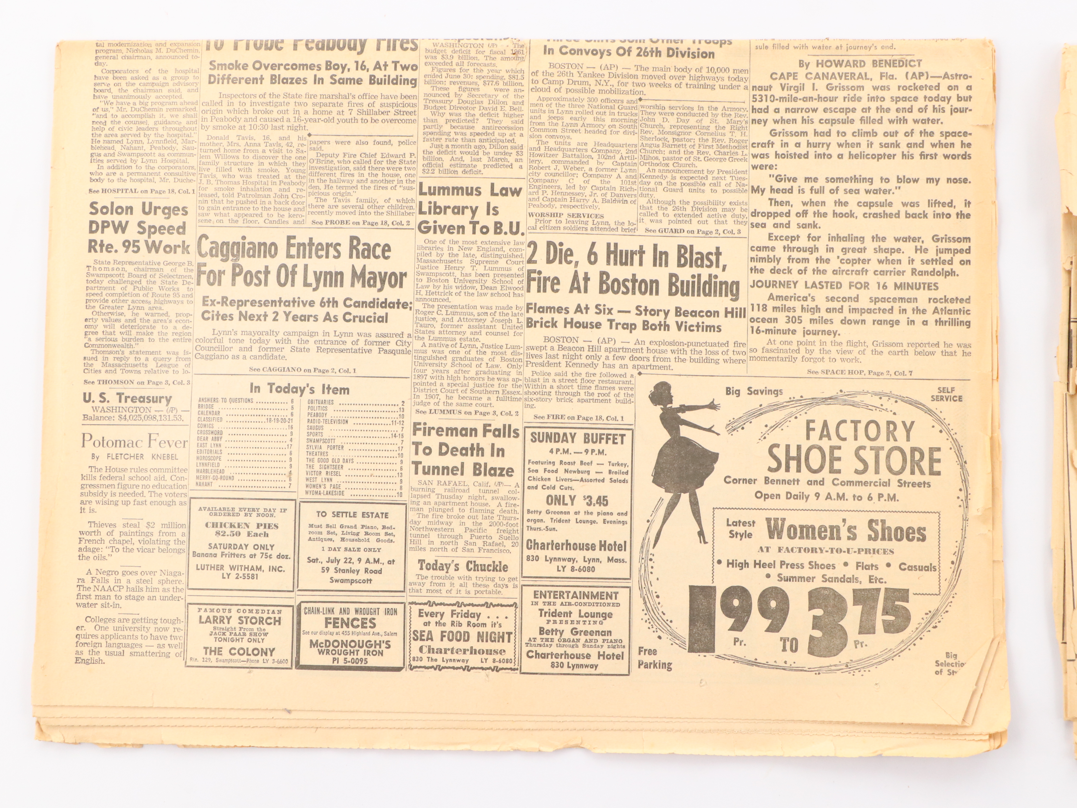 "Daily Evening Item" Newspapers Featuring U.S. Space Missions, 1960s