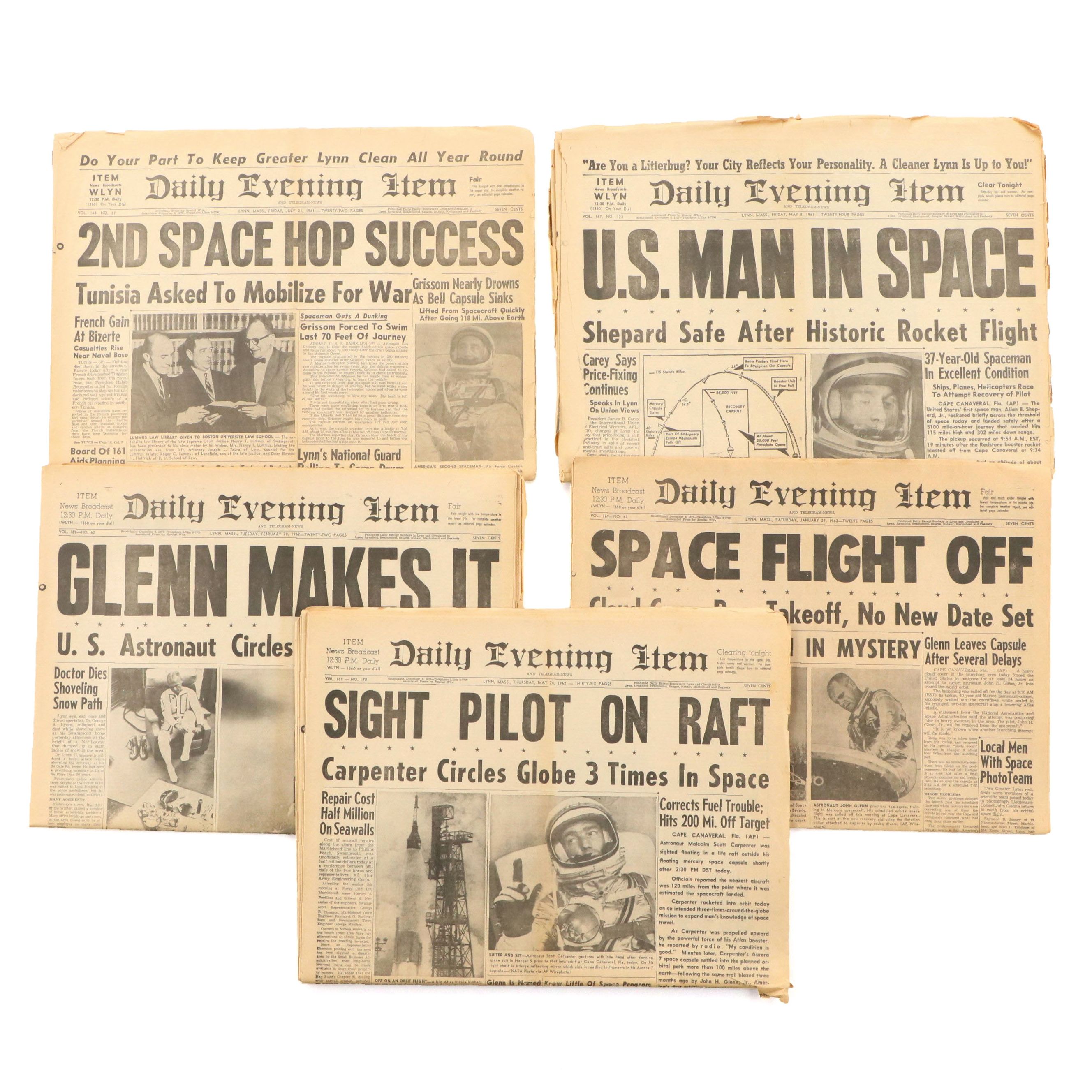"Daily Evening Item" Newspapers Featuring U.S. Space Missions, 1960s
