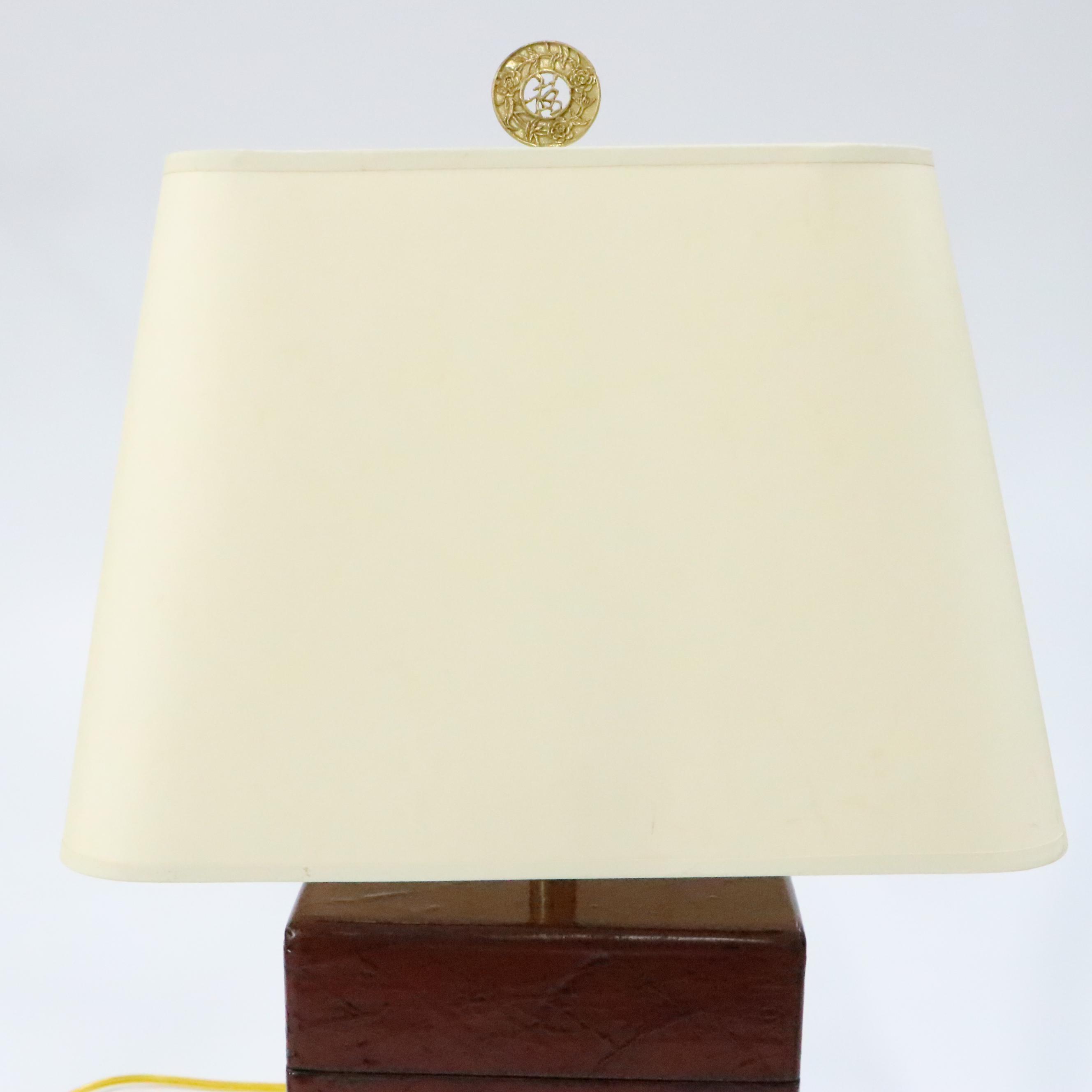 Windermere Chinese Oxblood Lacquered Table Lamp with Square Tapered Shade