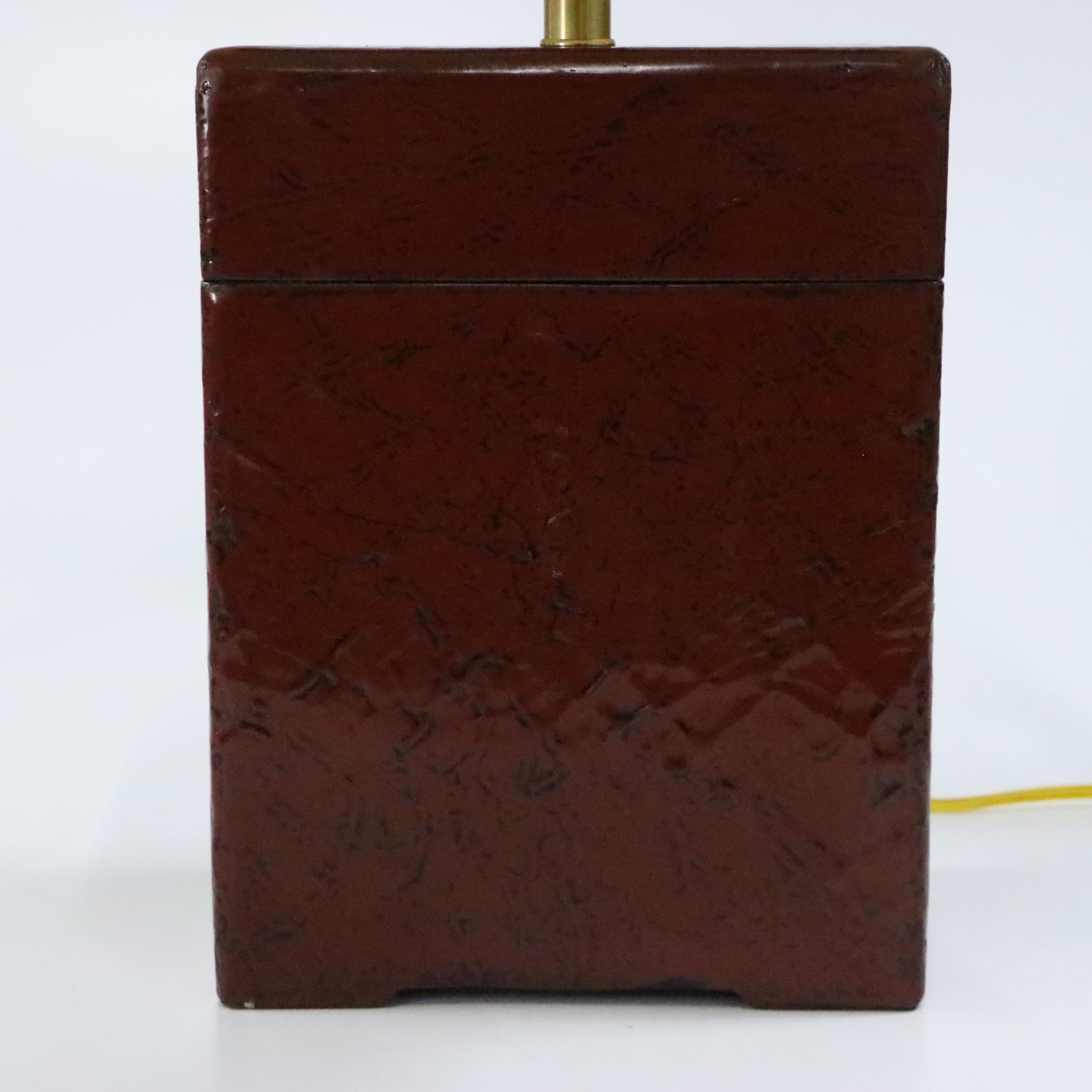 Windermere Chinese Oxblood Lacquered Table Lamp with Square Tapered Shade