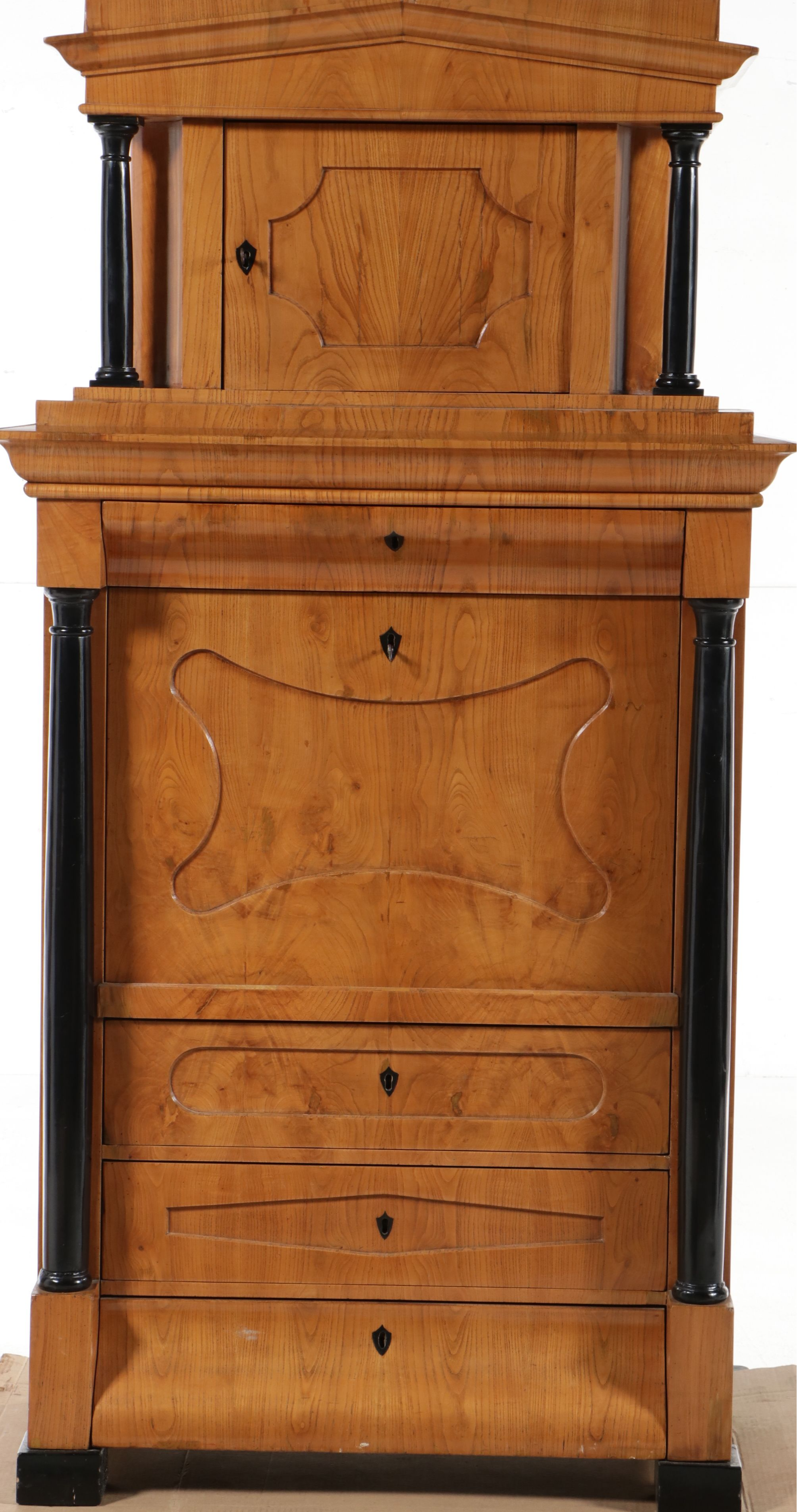 Biedermeier Hand-Cut Ash Secrétaire à Abattant, 19th Century