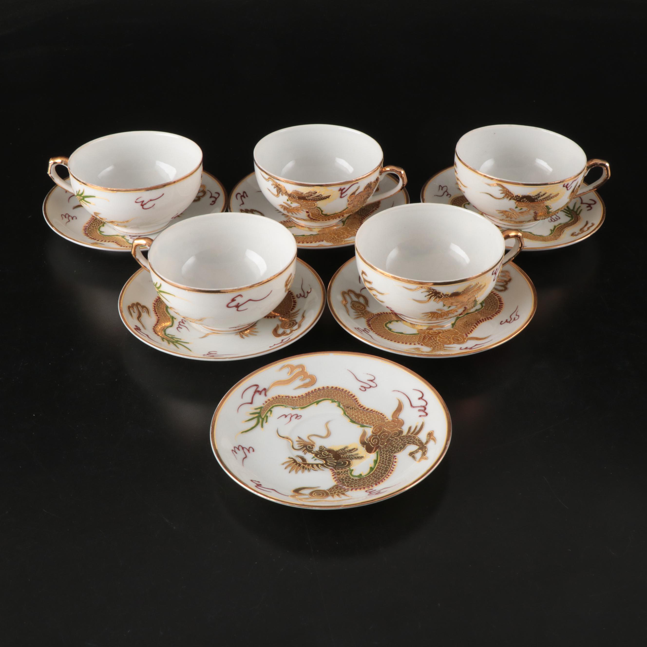 Japanese Moriage Dragonware Porcelain Salad Plates, Teacups and More