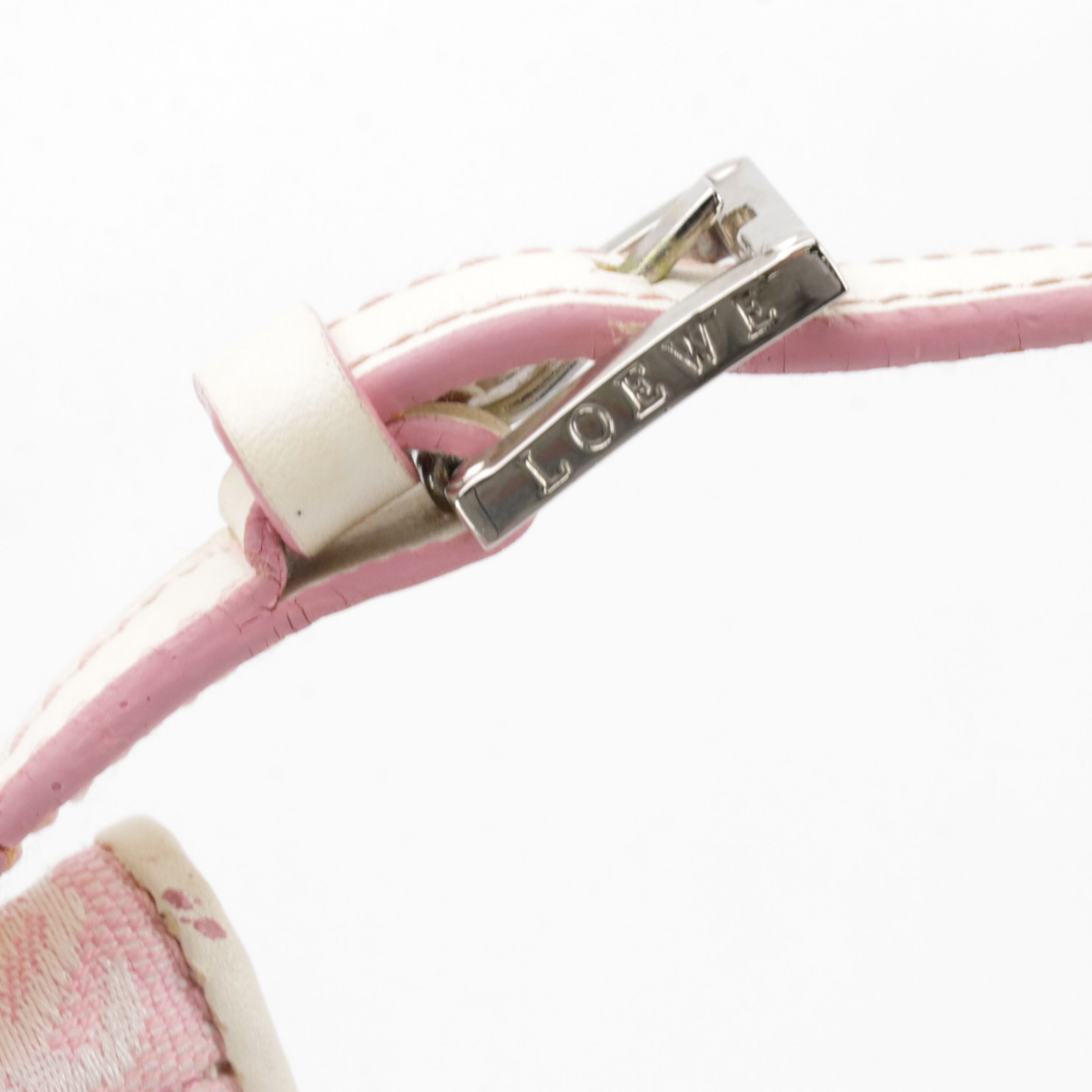 Loewe Pink Anagram Canvas and White Leather Shoulder Bag