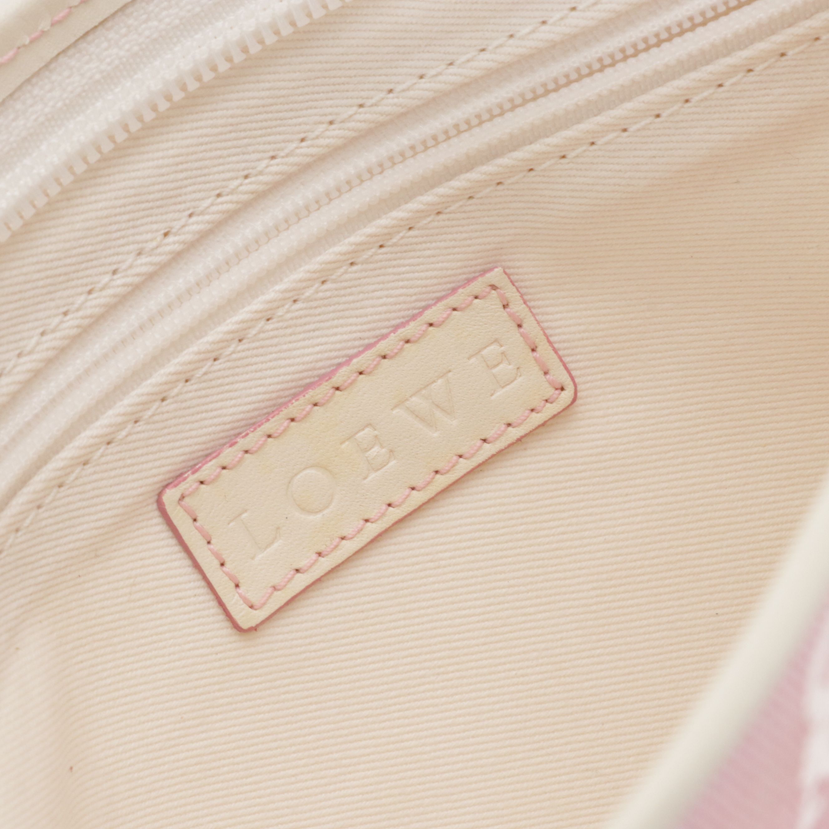 Loewe Pink Anagram Canvas and White Leather Shoulder Bag