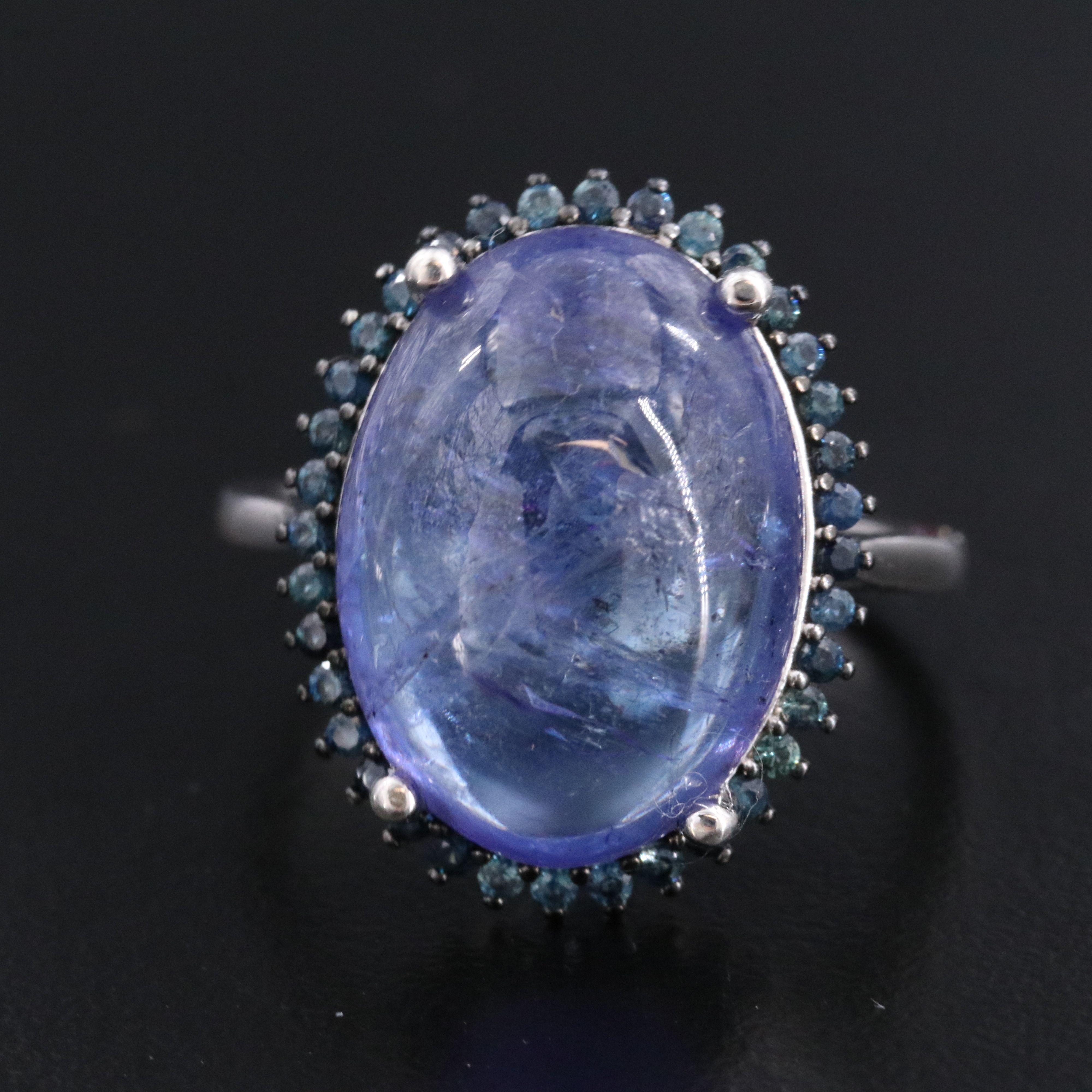 Sterling Tanzanite and Sapphire Ring