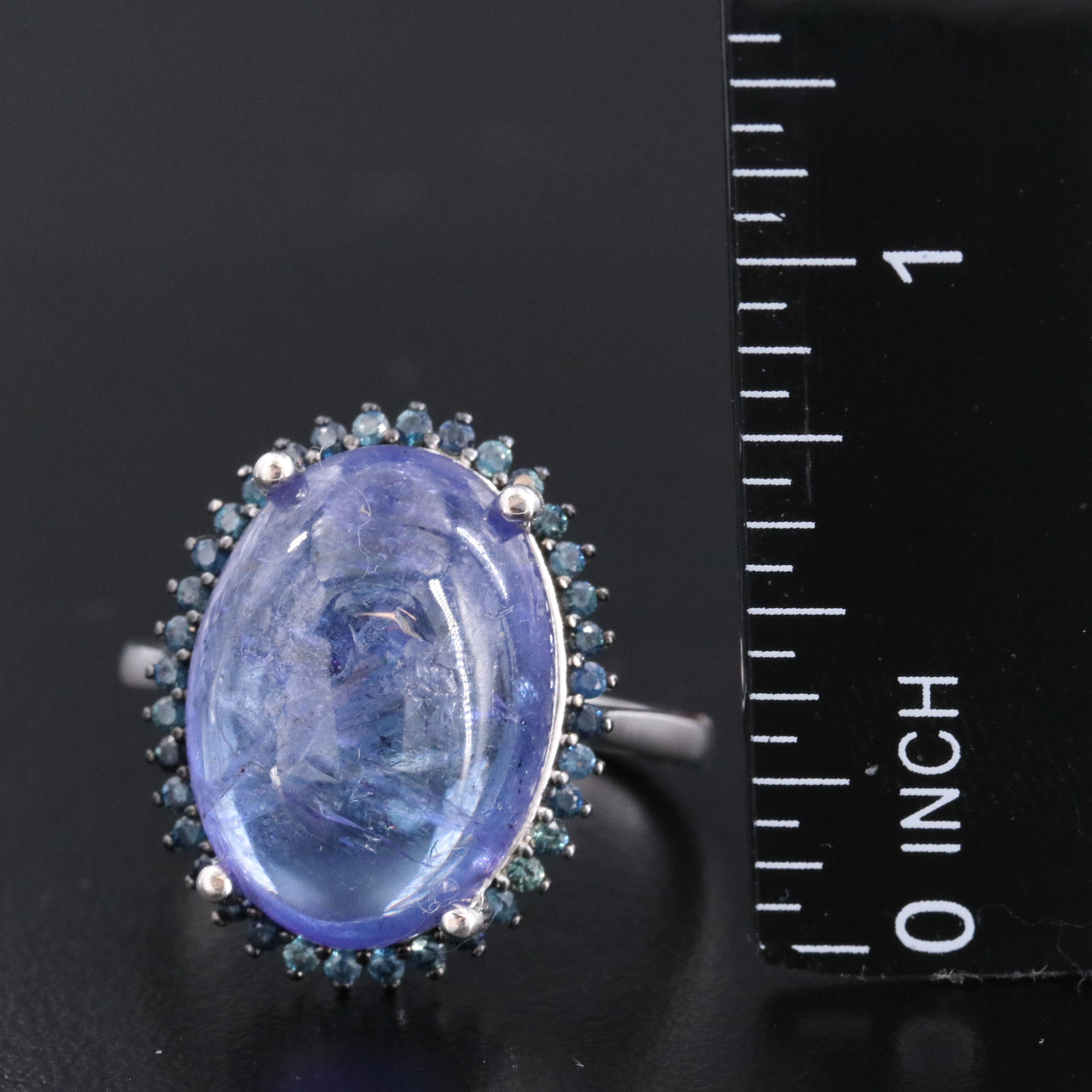 Sterling Tanzanite and Sapphire Ring
